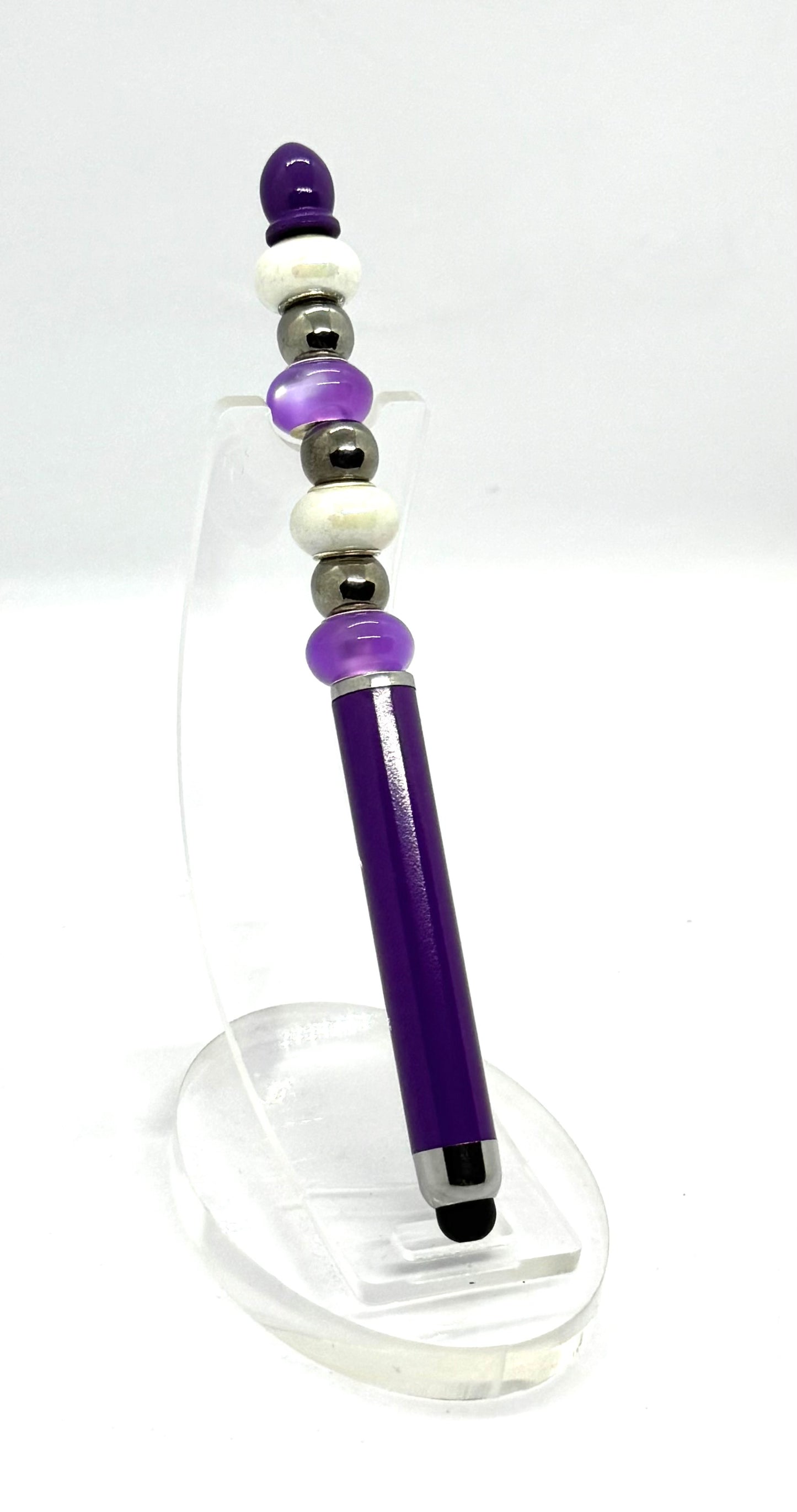 Purple Reign of Productivity | Handmade Purple Elegance Beaded Stylus Pen