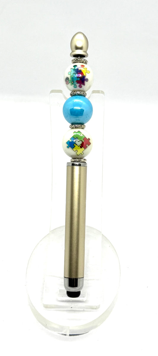Every Piece Matters | Handmade Autism Awareness Beaded Stylus Pen