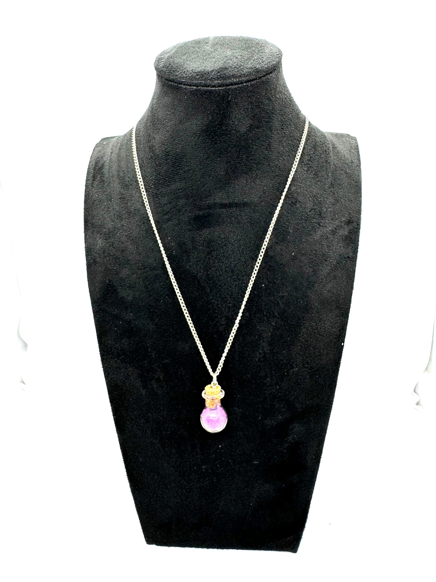 #1G “Emotionally Unstable Potion Bottle Necklace – Pink Chaos in a Jar”