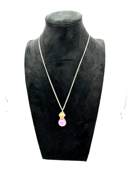#1G “Emotionally Unstable Potion Bottle Necklace – Pink Chaos in a Jar”