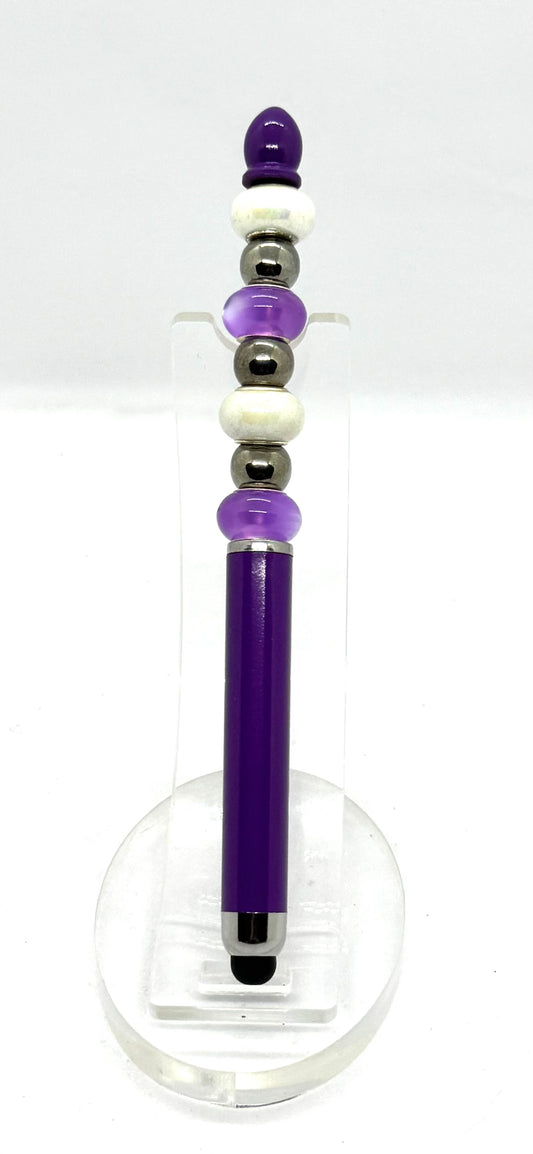 Purple Reign of Productivity | Handmade Purple Elegance Beaded Stylus Pen
