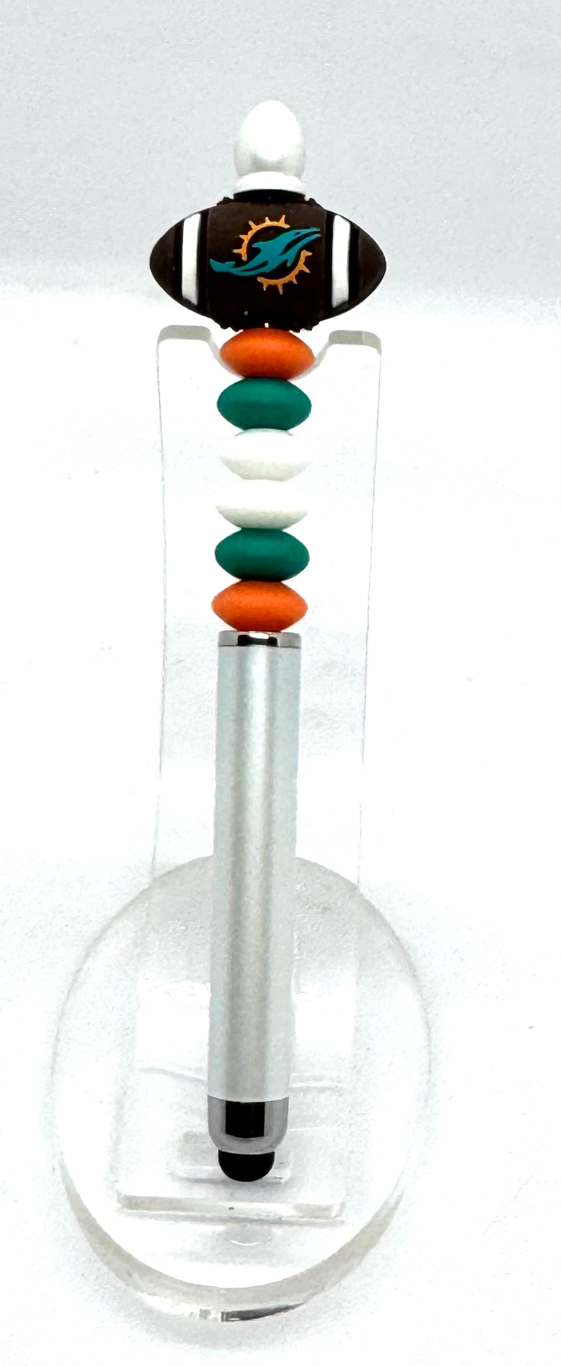 Handmade Miami Dolphins Inspired Beaded Stylus Pen | Refillable Touchscreen Pen