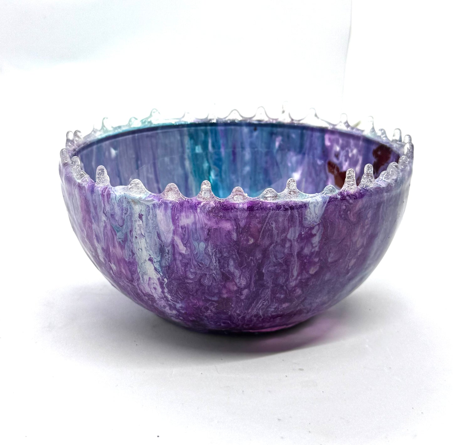 Cosmic Chaos Resin Bowl (Purple + Teal Drip Rim Edition)