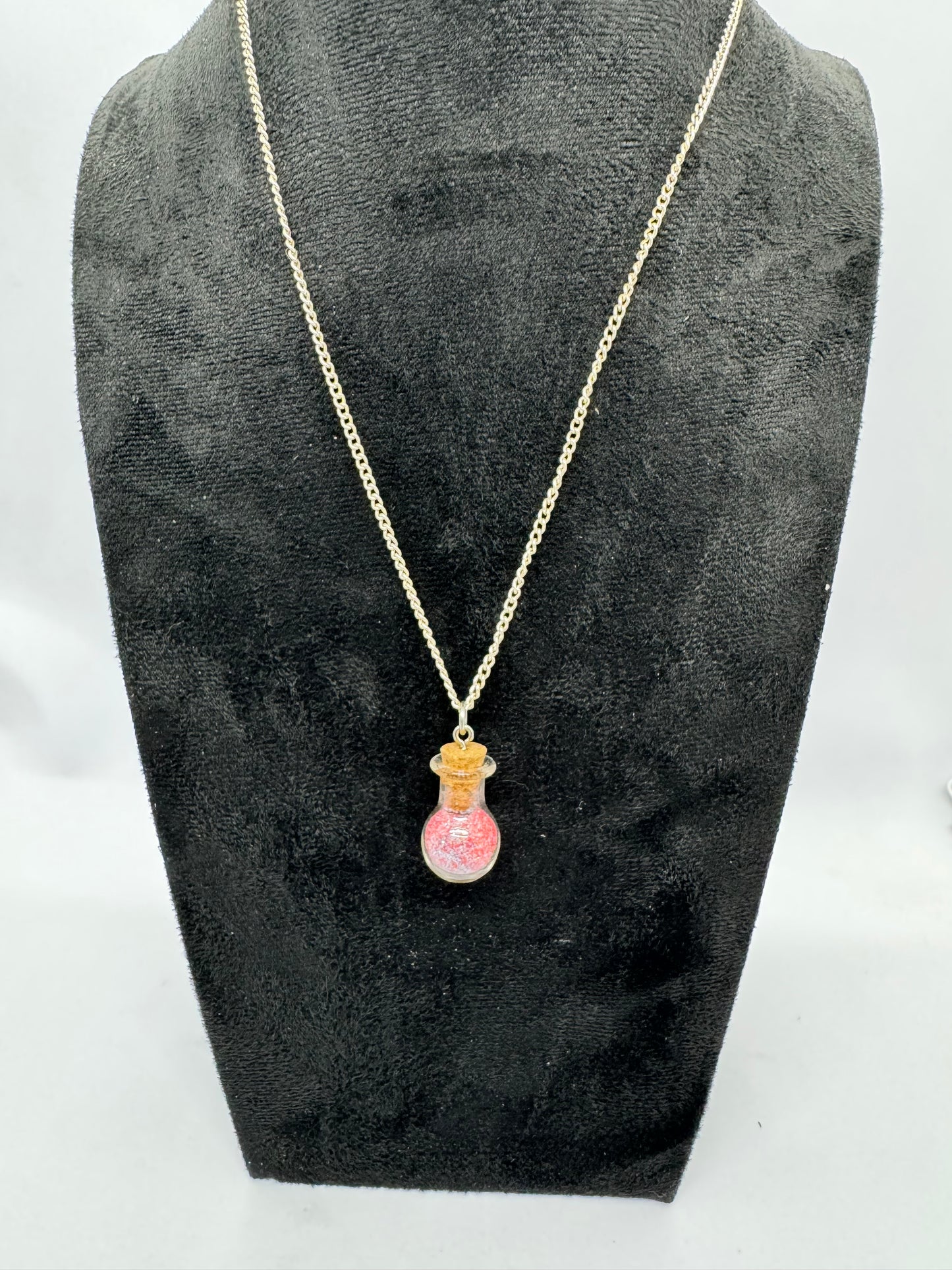 #8G “Strawberry Static Potion Bottle Necklace – Sweet, Cute, Slightly Unstable”