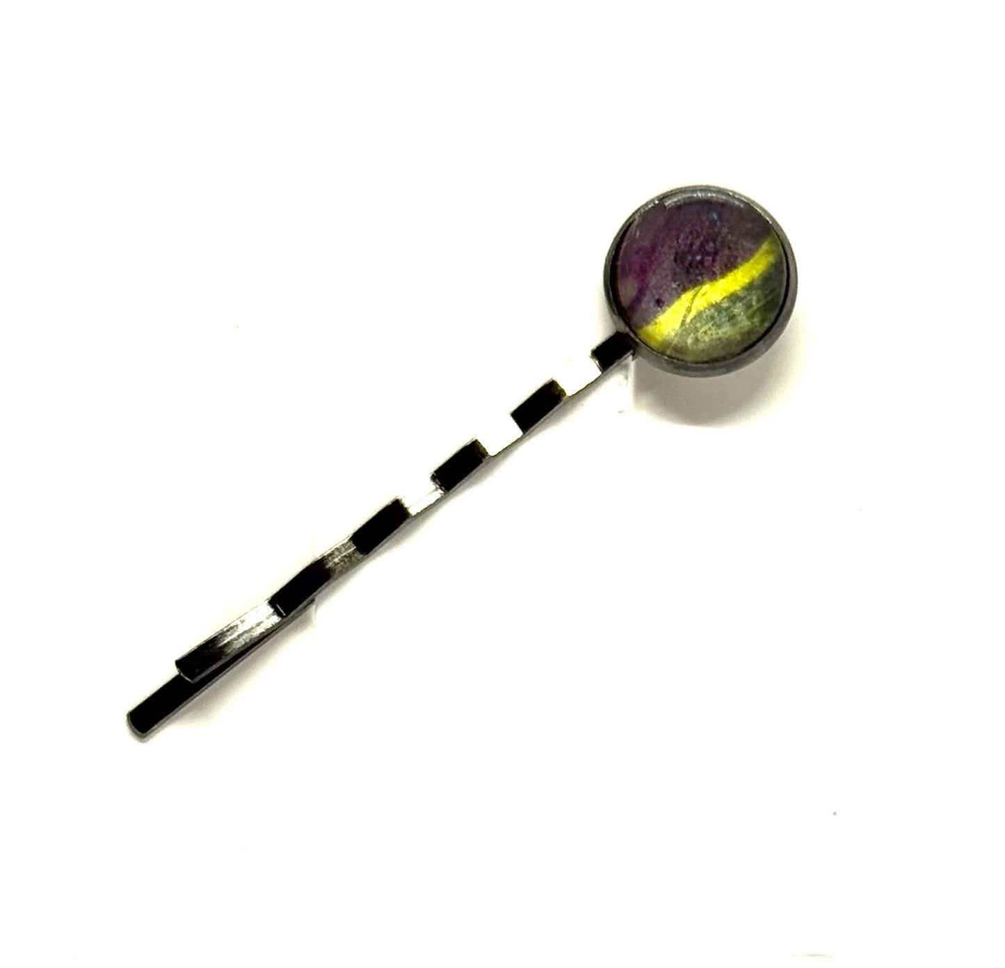 The “Running on Caffeine, Spite & Poor Decisions” Handmade Bobby Pin – Neon Chaos Edition