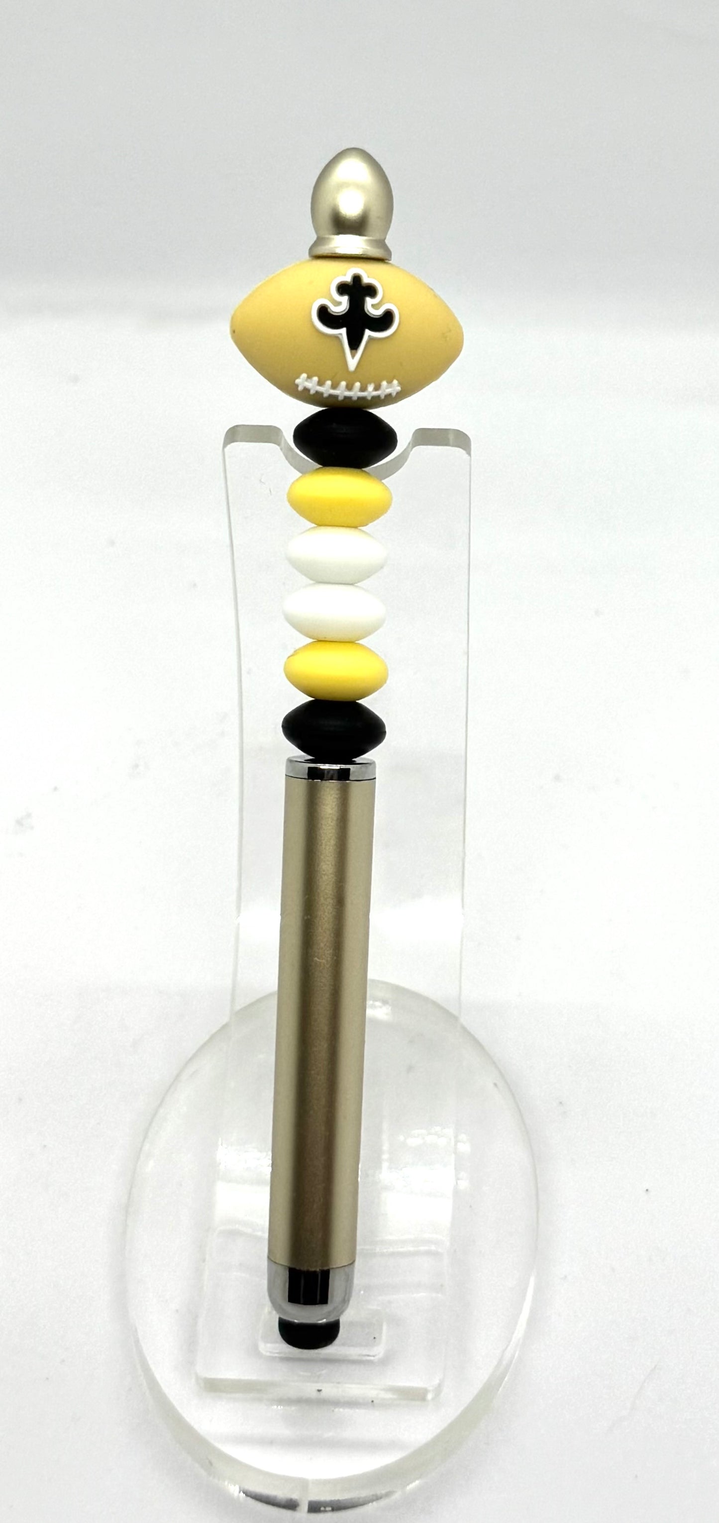 Handmade New Orleans Saints Inspired Beaded Stylus Pen | Refillable Touchscreen Pen