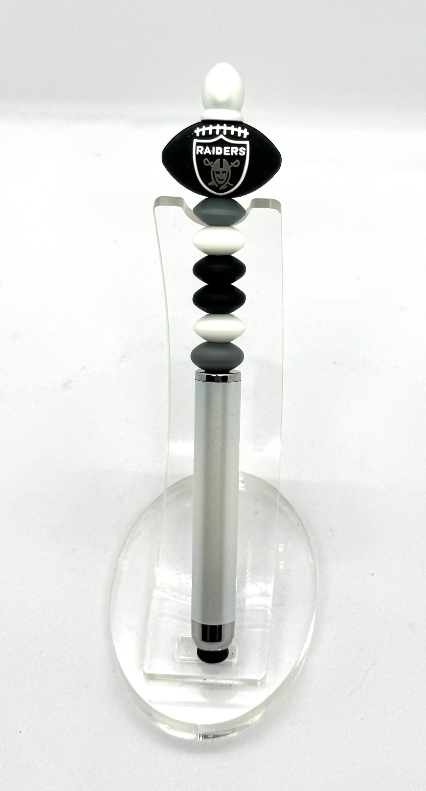 Handmade Las Vegas Raiders Inspired Beaded Stylus Pen | Refillable Touchscreen Pen