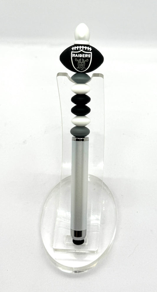 Handmade Las Vegas Raiders Inspired Beaded Stylus Pen | Refillable Touchscreen Pen
