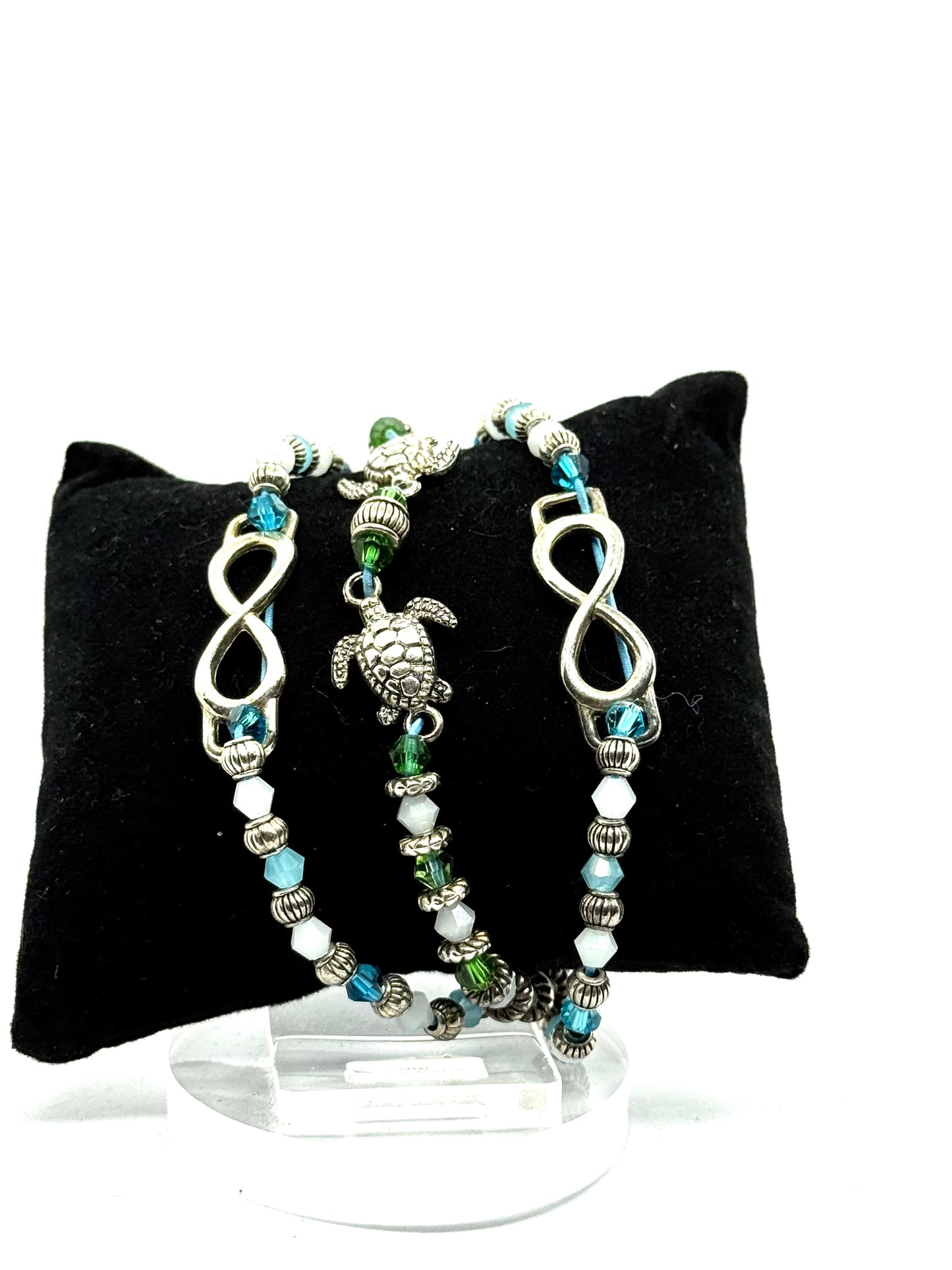 Triple Strand Turtle & Infinity Bracelet – Ocean Inspired Handmade Beaded Bracelet | Coastal Jewelry, Sea Turtle Charm, Stacking Bracelet, Unique Gift
