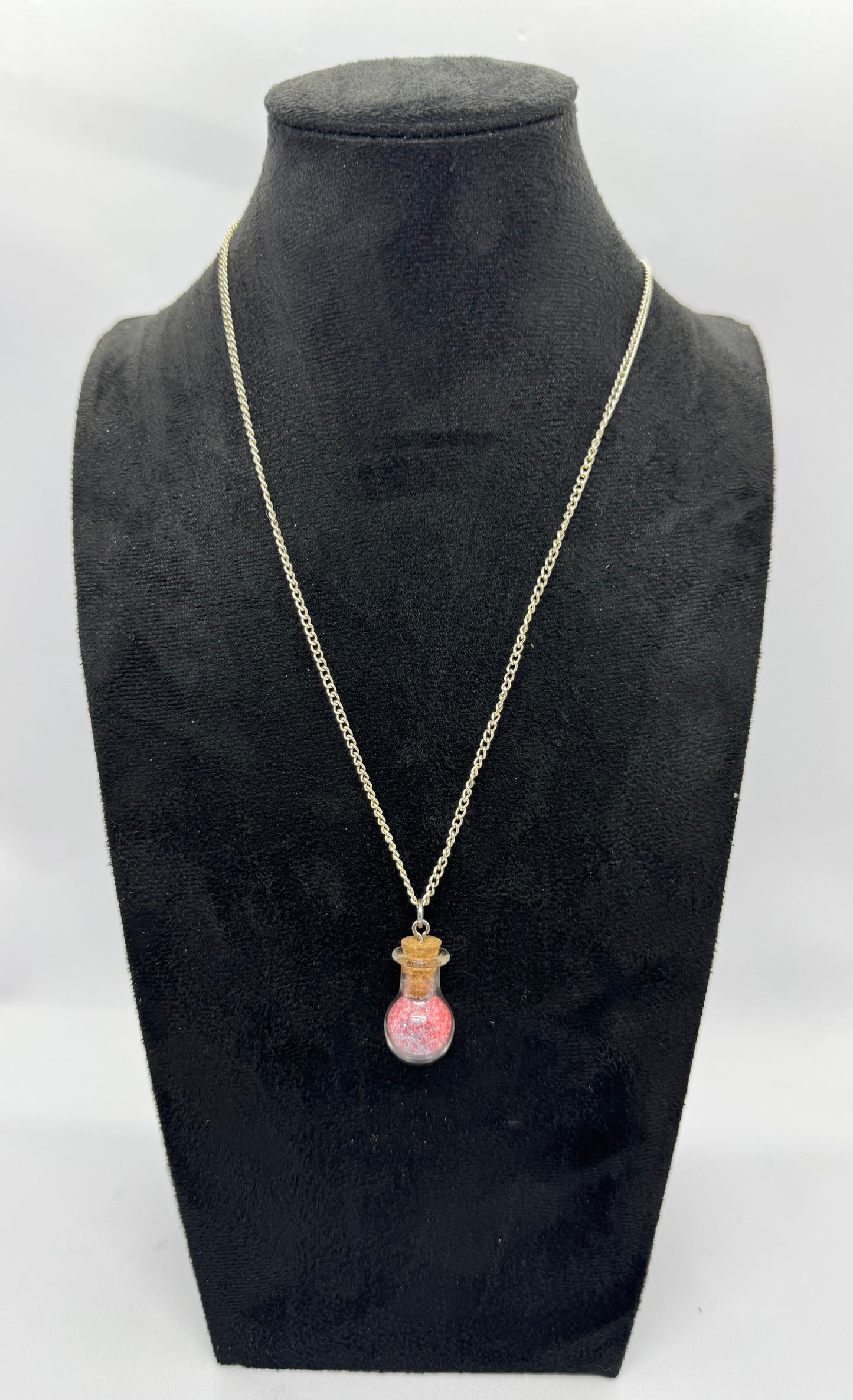 #8G “Strawberry Static Potion Bottle Necklace – Sweet, Cute, Slightly Unstable”
