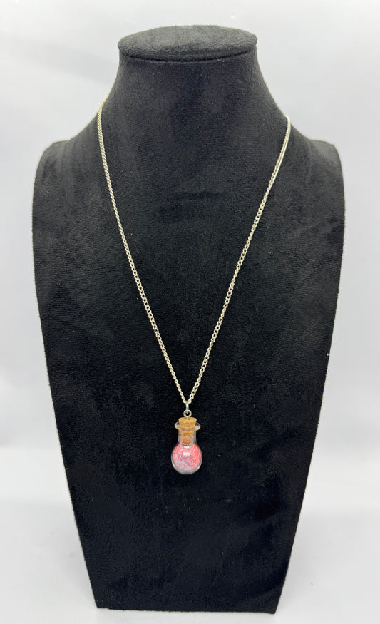 #8G “Strawberry Static Potion Bottle Necklace – Sweet, Cute, Slightly Unstable”