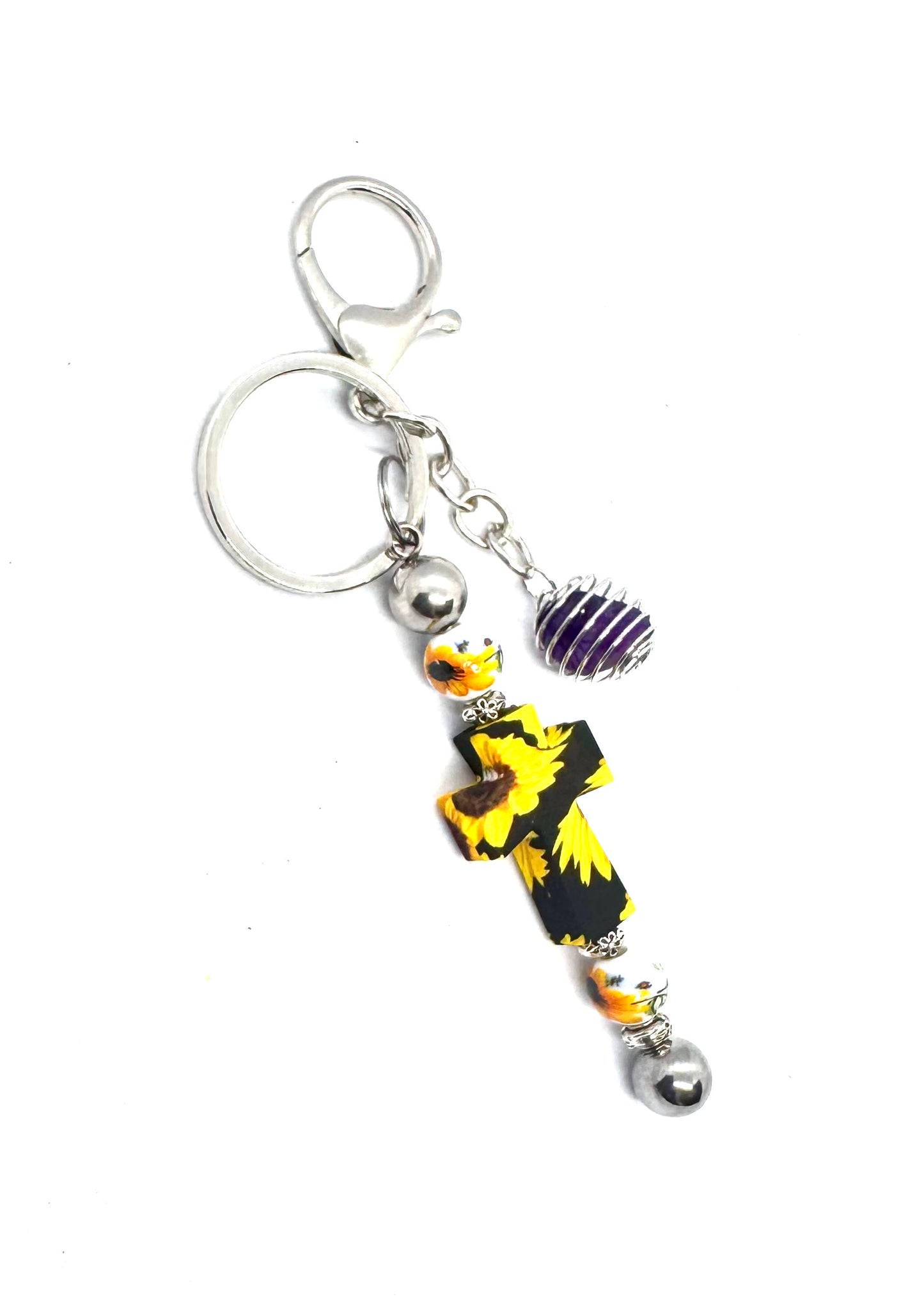 Faith Over Fear (Even When Life Is Being a Little Shit) | Handmade Sunflower Cross Keychain