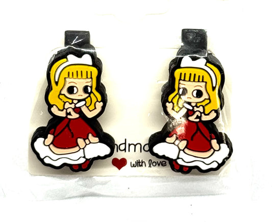 #4 Main Character Energy Barrettes – Red Dress Princess Hair Clips (2pc Set)