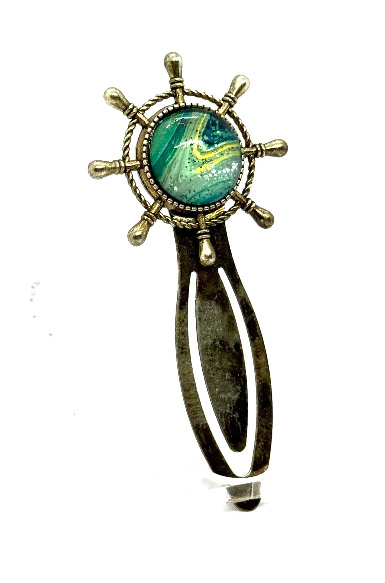 The “Mentally at Sea, Physically in Chapter 12” Handmade Ship Wheel Bookmark