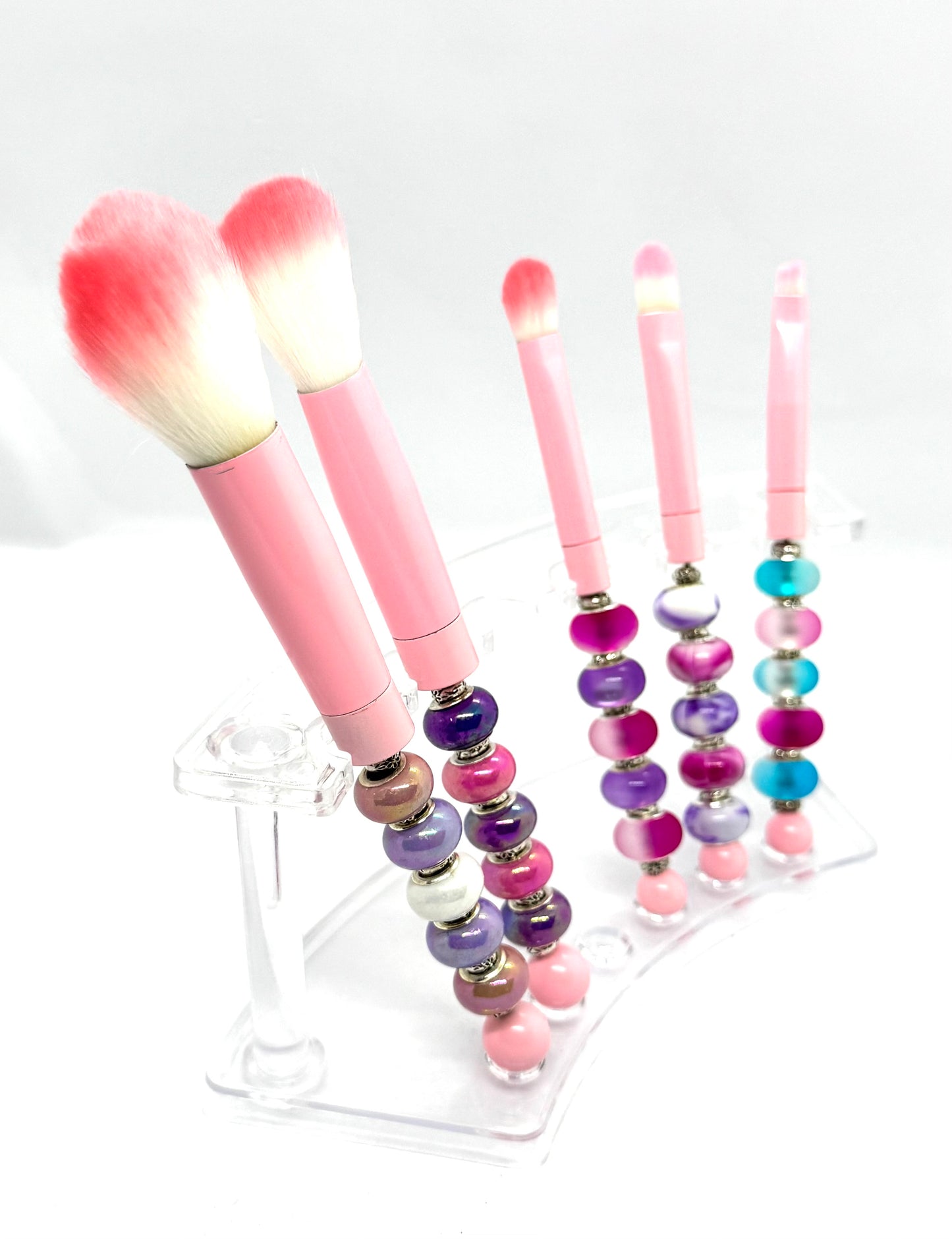 The Pink Perfectionist™ Handmade Beaded Makeup Brush Set – 5 Piece Glam Collection