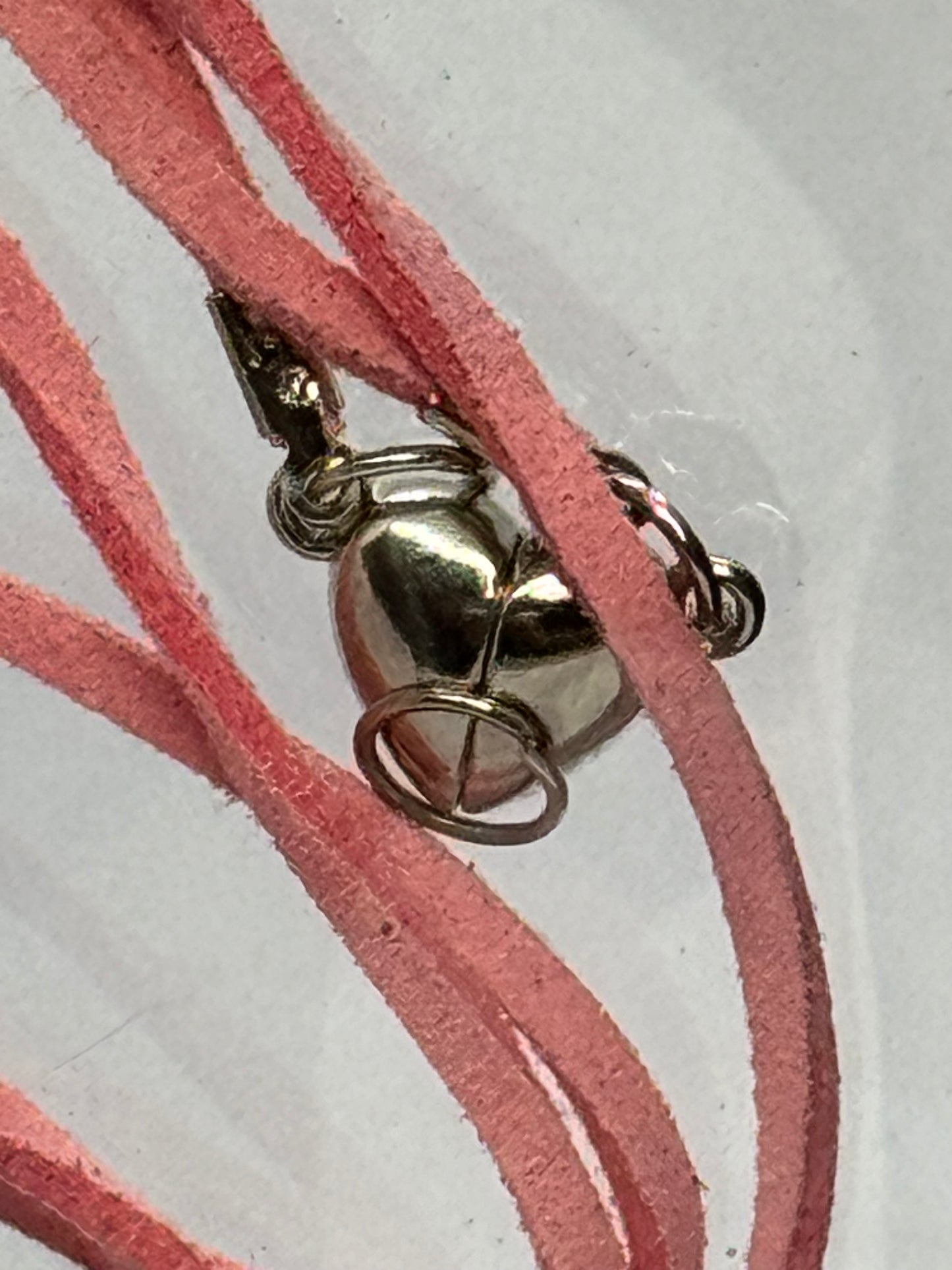 Sweet Chaos Bottle Necklace | Pink Leather Cord | Beaded Charm Necklace | Heart Clasp Magic