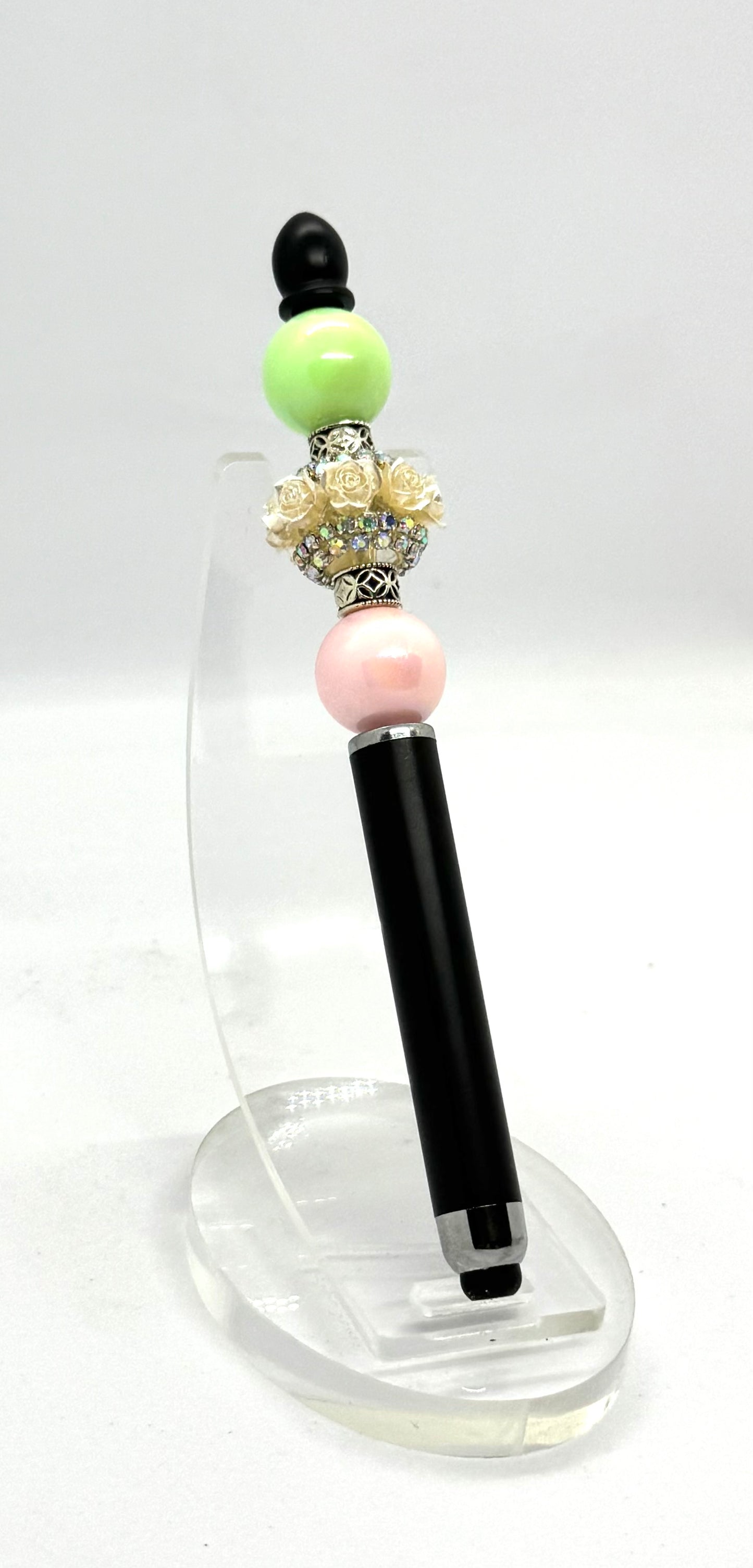 Pretty Enough to Start Drama | Handmade Floral Rhinestone Beaded Stylus Pen
