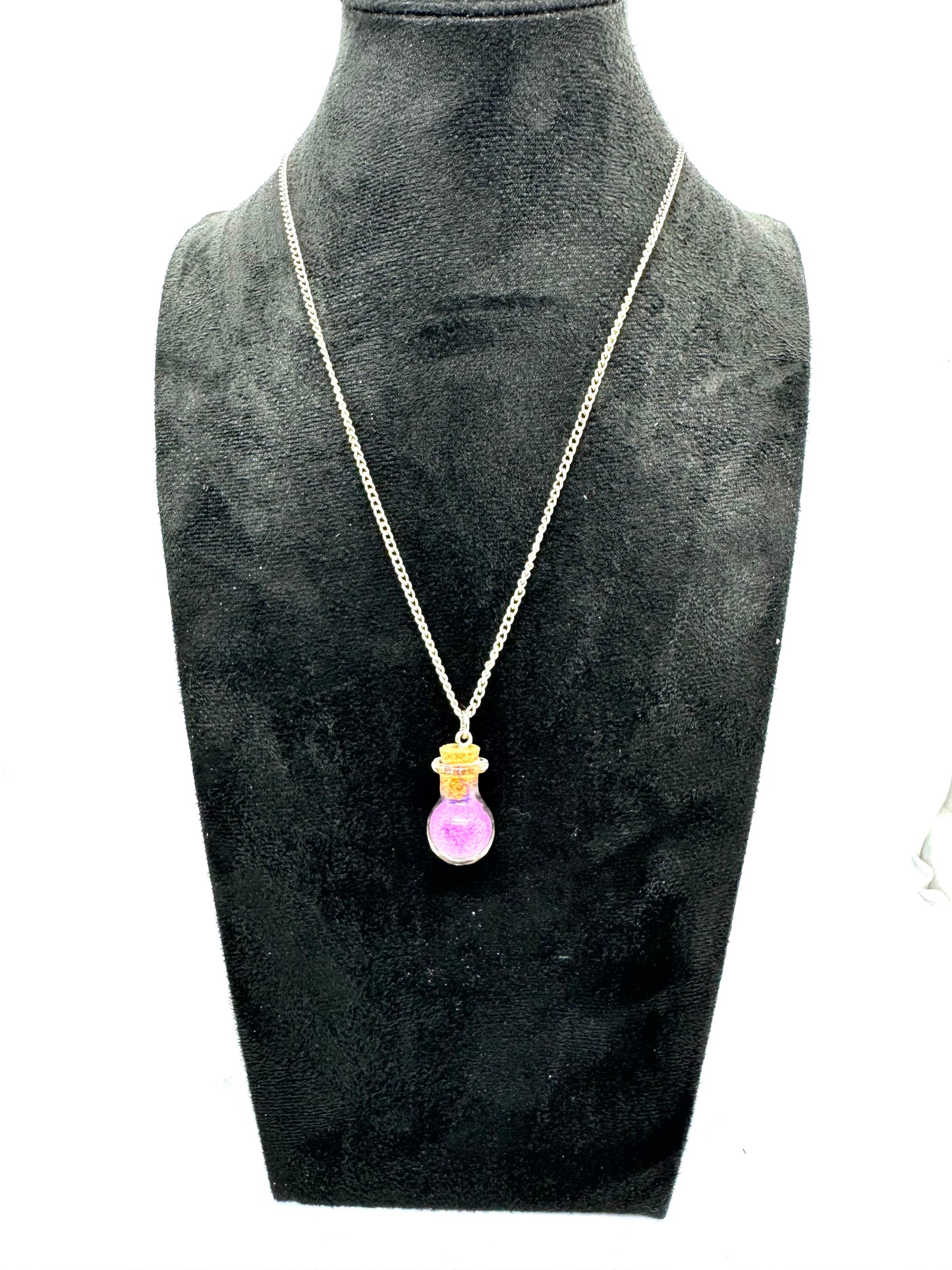 #1G “Emotionally Unstable Potion Bottle Necklace – Pink Chaos in a Jar”