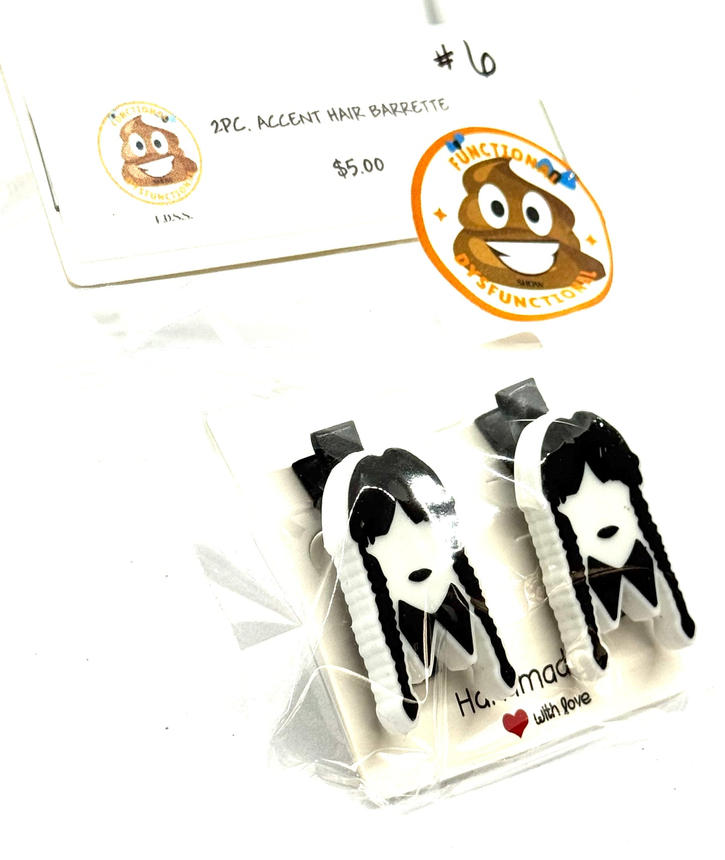 #6 Emotionally Unavailable Barrettes – Gothic Girl Character Clips (2pc Set)