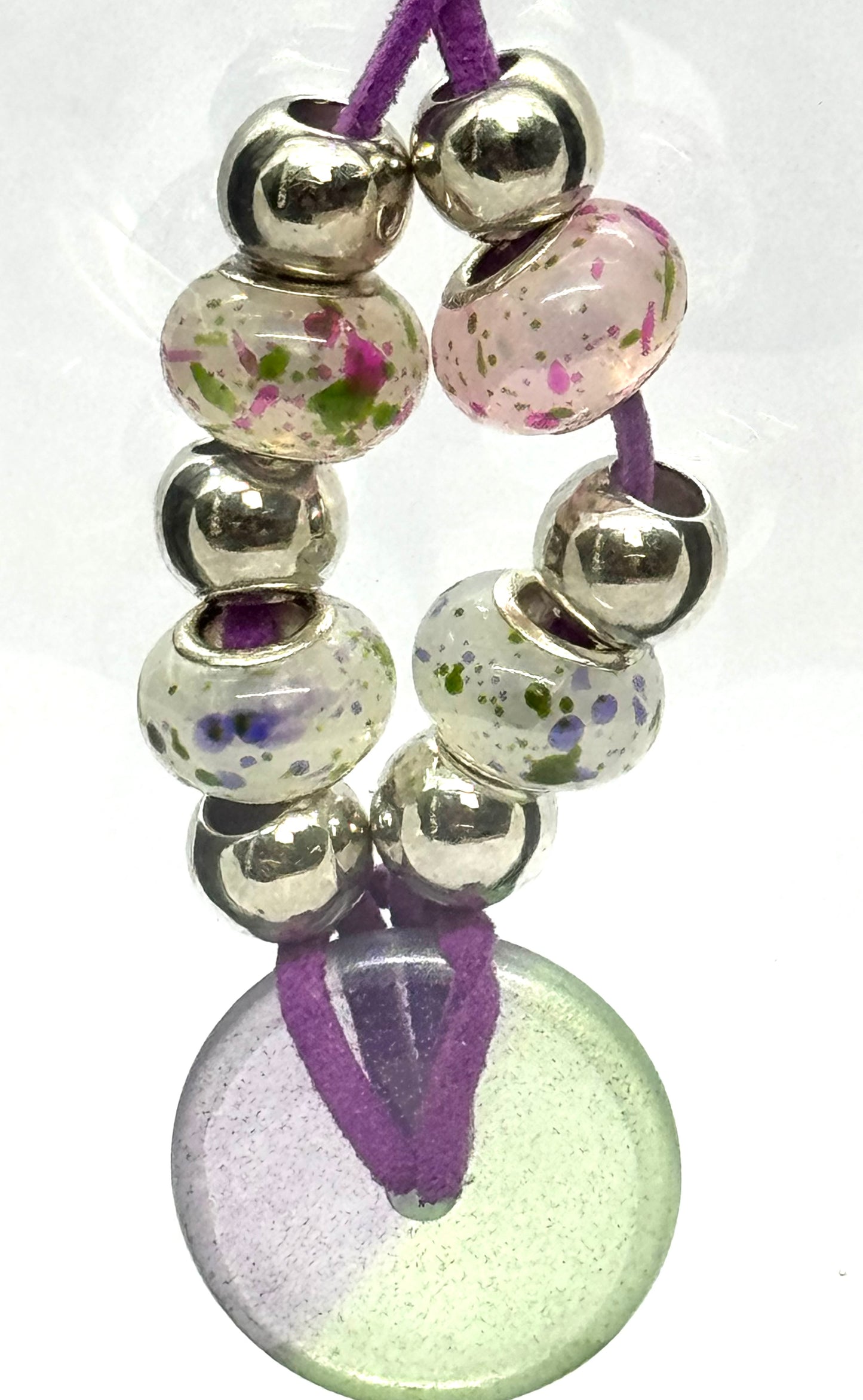 Purple Beaded Pendant Necklace | 28” Cord | Screw Clasp | Handmade Chaos Jewelry