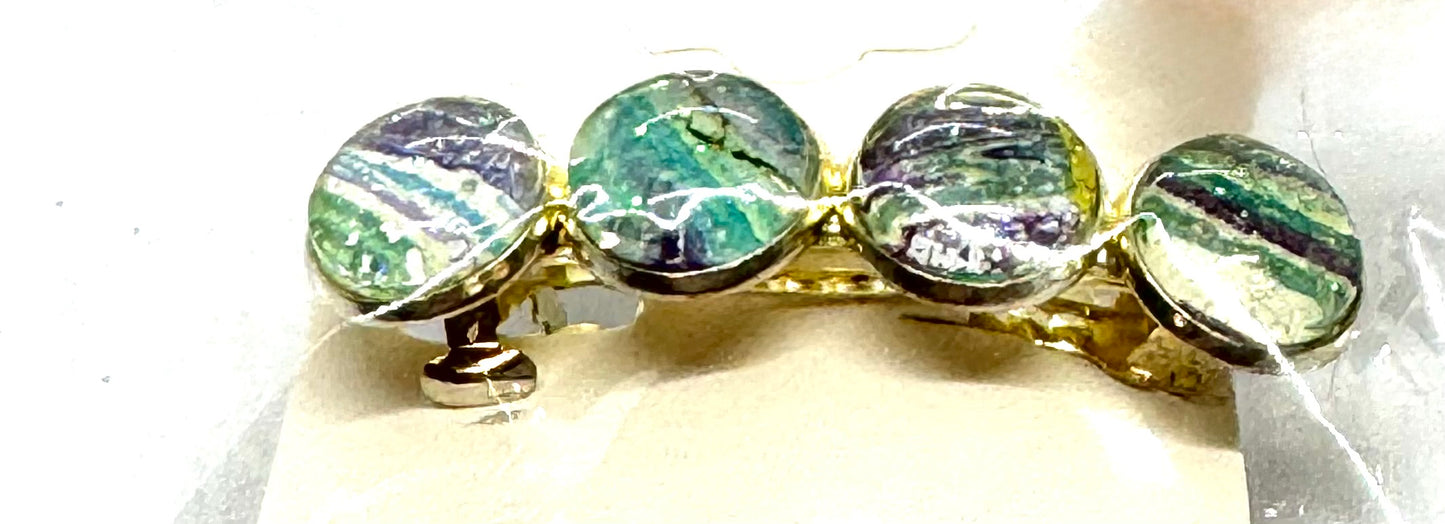 #1 Forest Mood Swing Barrette – Green & Purple Resin Disc Hair Clip