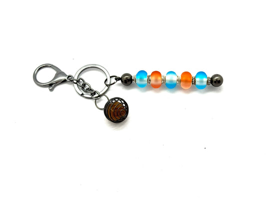 FDSS “Beach Vibes, Zero Responsibilities” Handmade Beaded Keychain with Crystal Cage Charm