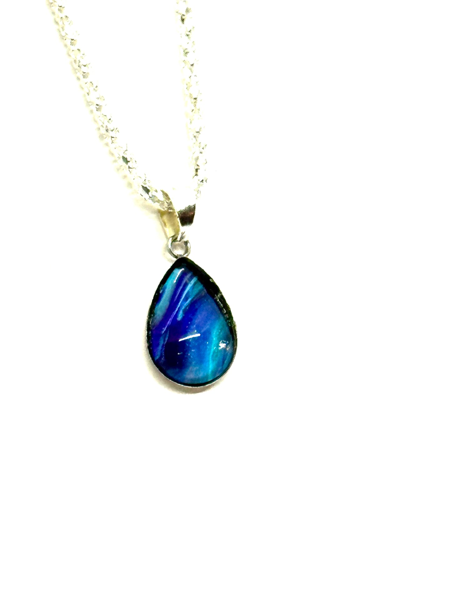 Teardrop Paint Poured Pendant Necklace #8