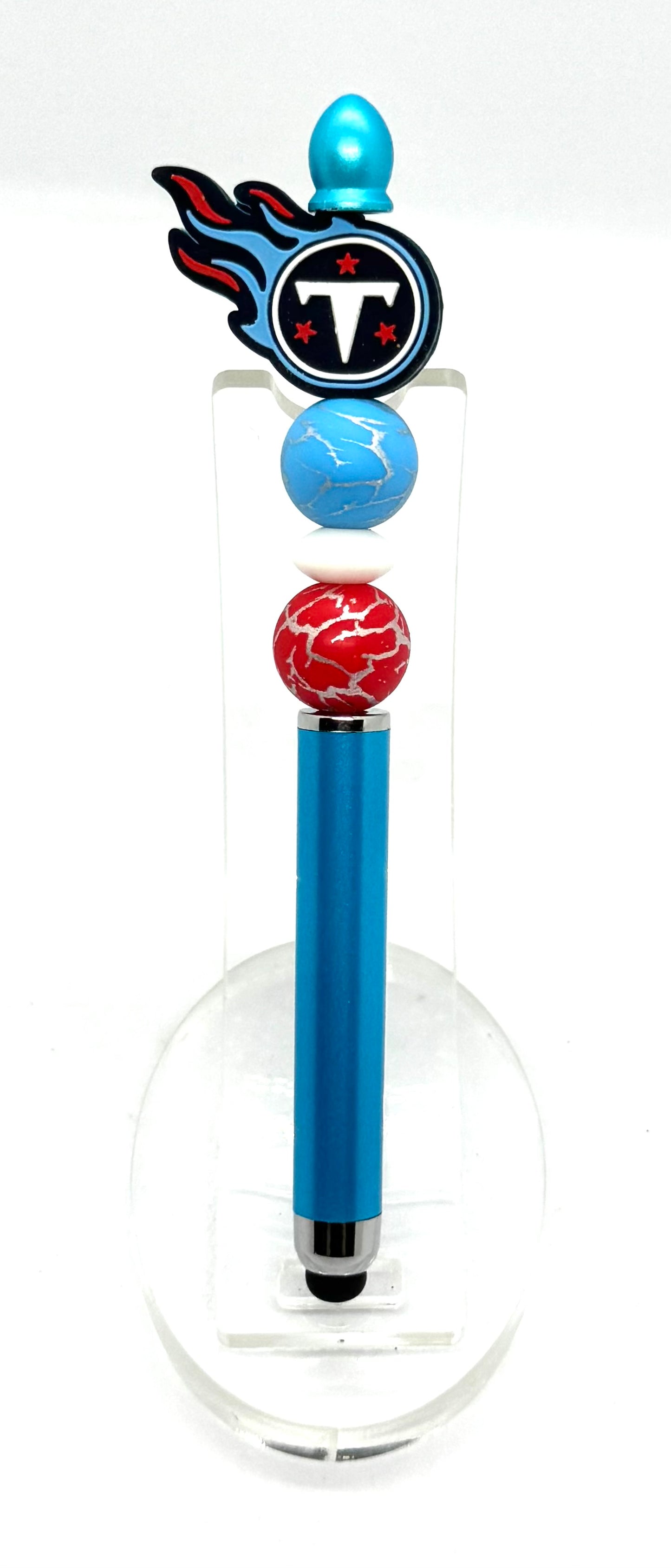 Handmade Tennessee Titans Inspired Beaded Stylus Pen | Refillable Touchscreen Pen