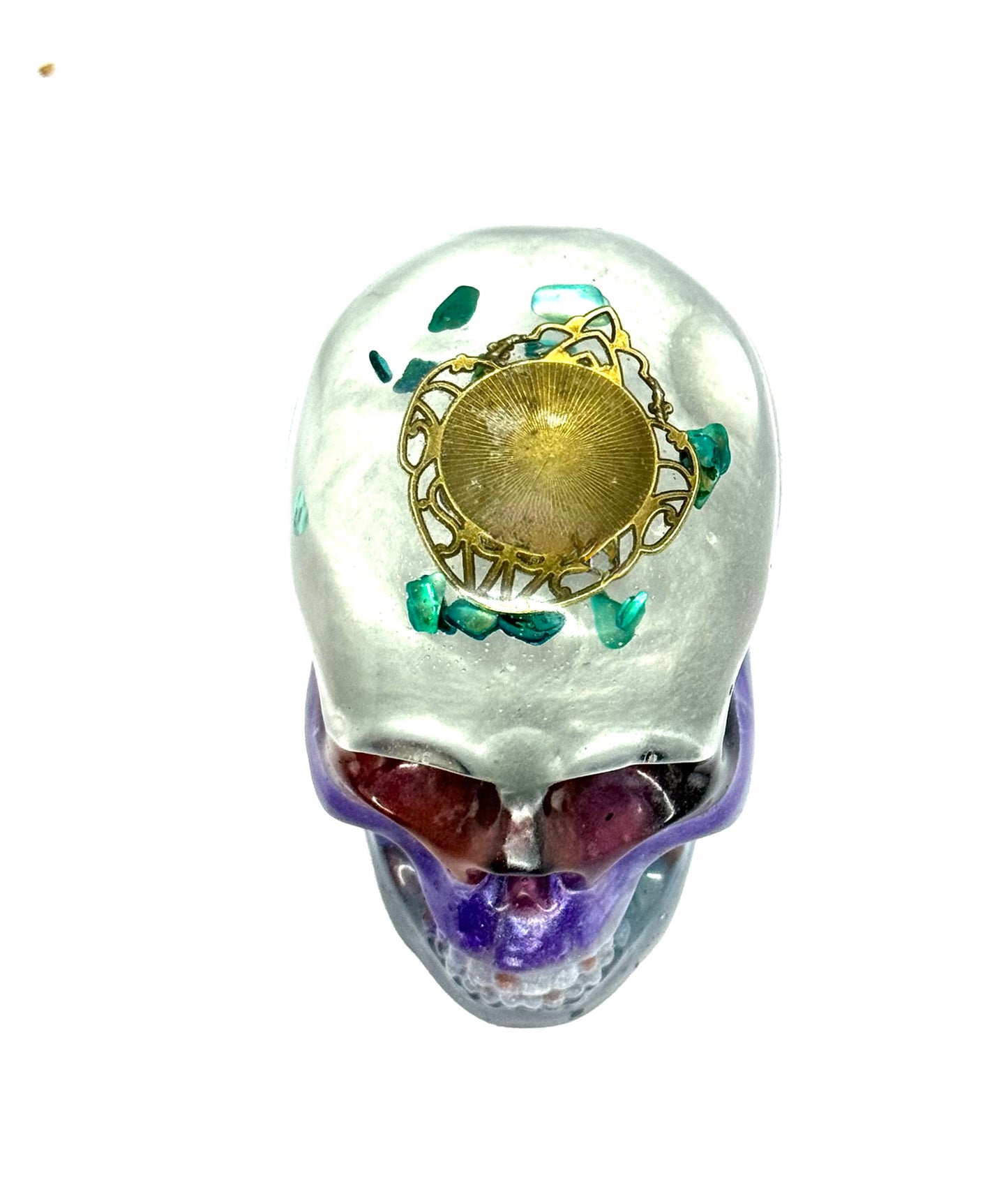 “Buried Crown” Multi-Layer Resin Skull – Ocean Relic Chaos Piece | Handmade Gothic Decor