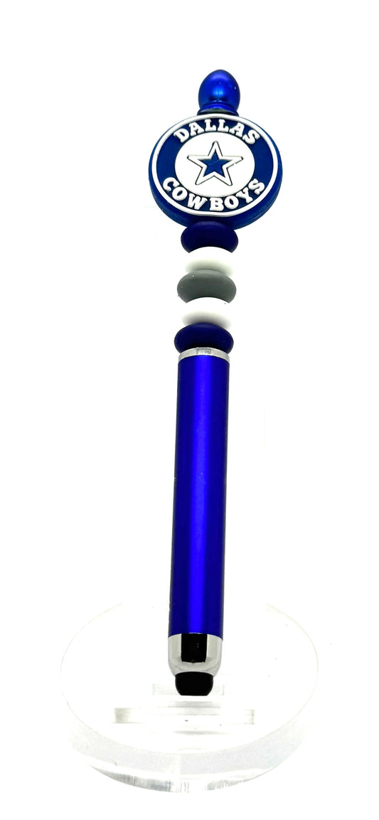 Handmade Dallas Cowboys Inspired Beaded Stylus Pen | Refillable Touchscreen Pen
