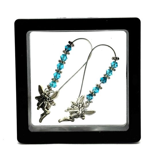 #35 Pixie Dust & Poor Decisions Earrings – Crystal Fairy Charm Earrings 🧚‍♀️💙✨