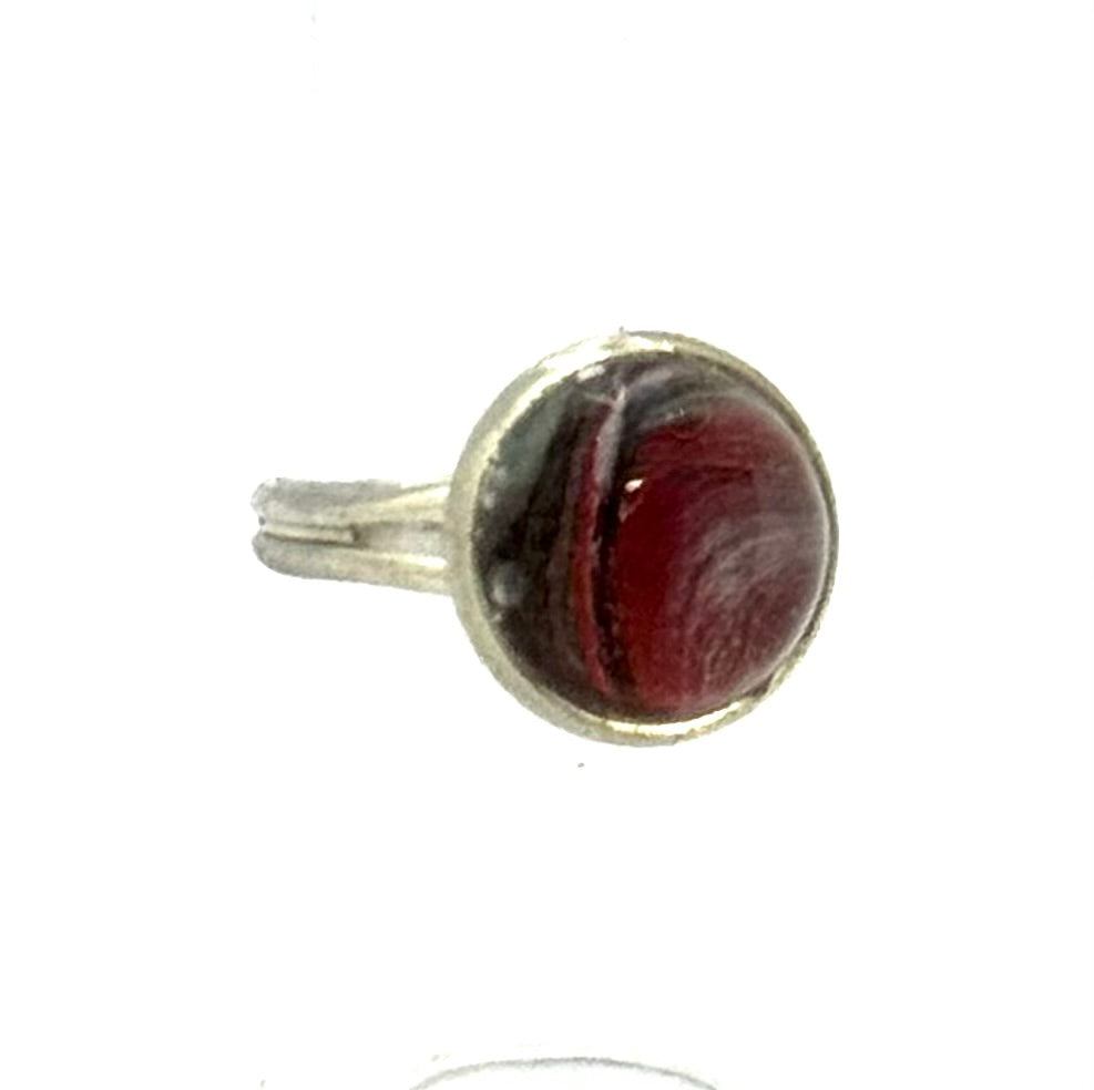 #2 Dark Desire Glass Dome Ring – Red & Black Swirl Statement Ring