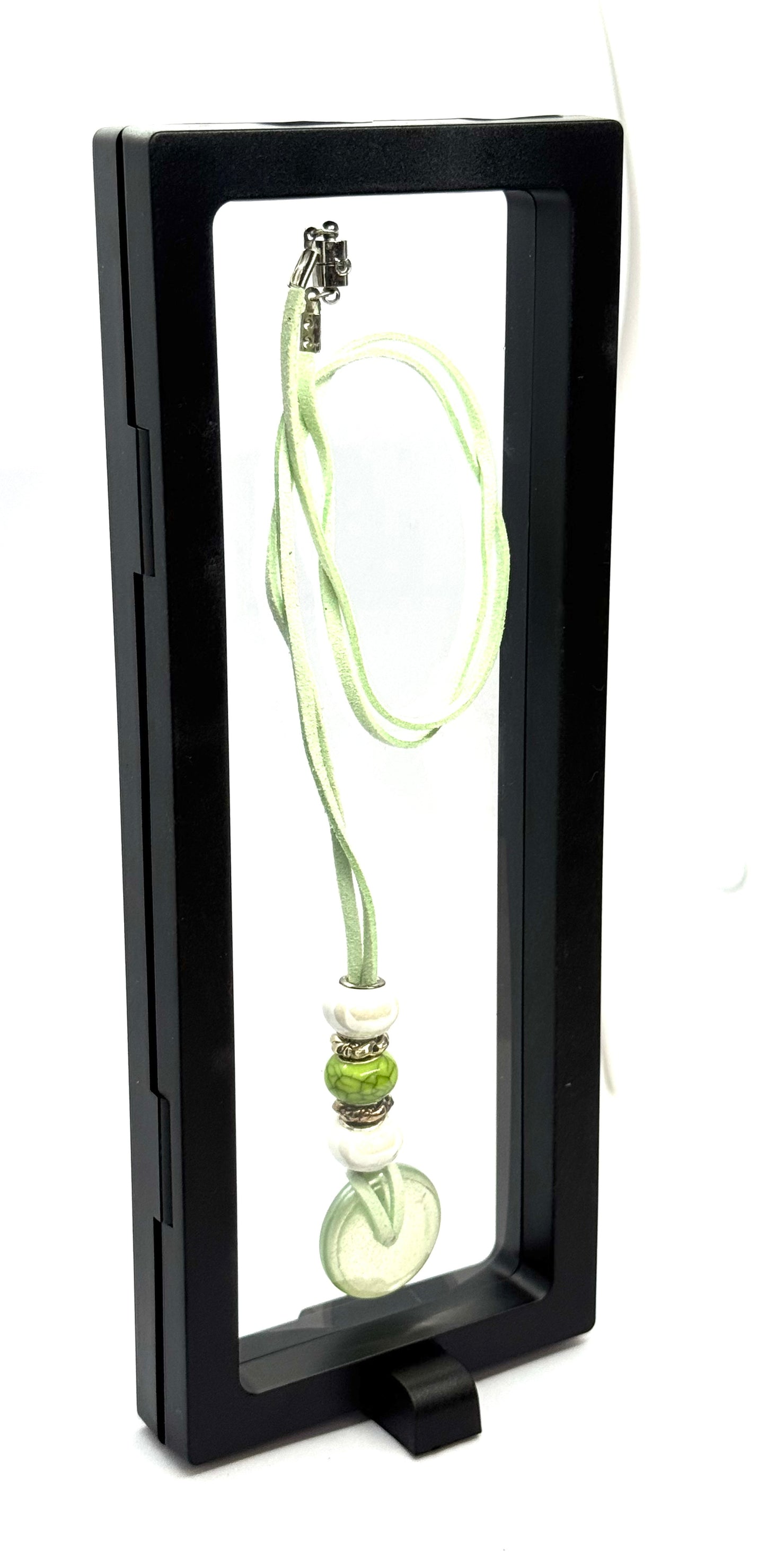 Lime Green Beaded Pendant Necklace | Magnetic Clasp | Handmade Statement Chaos