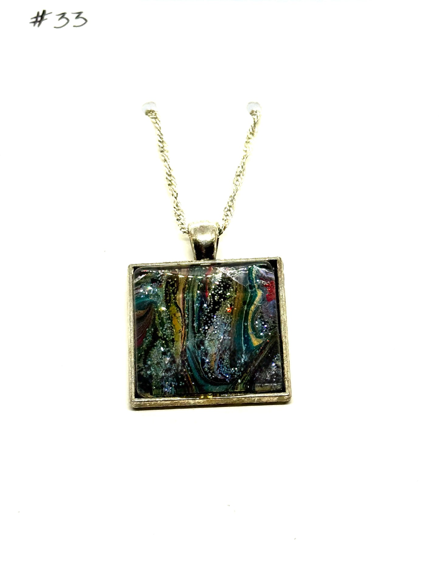 #33 Midnight Meltdown Square Pendant