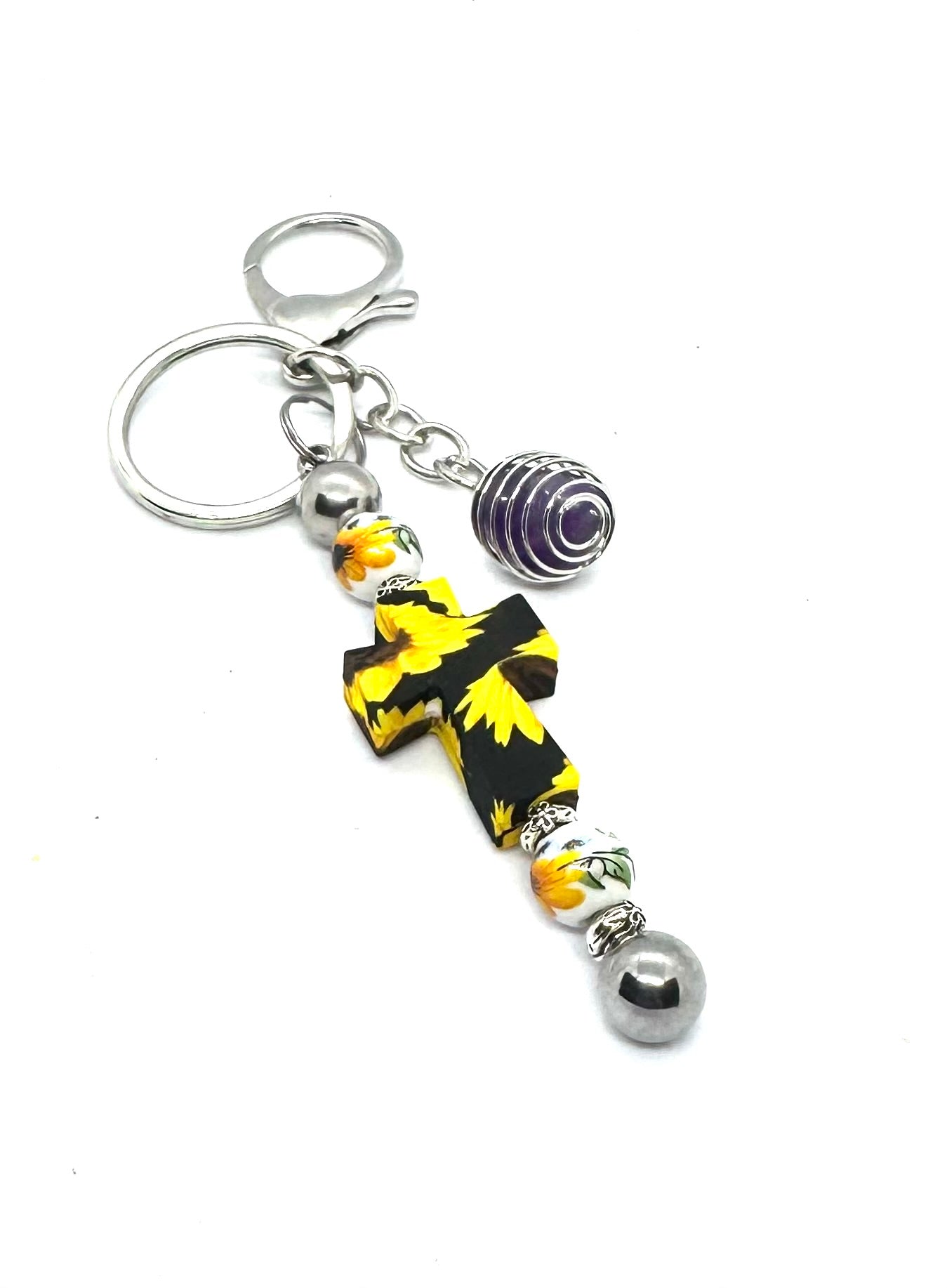 Faith Over Fear (Even When Life Is Being a Little Shit) | Handmade Sunflower Cross Keychain