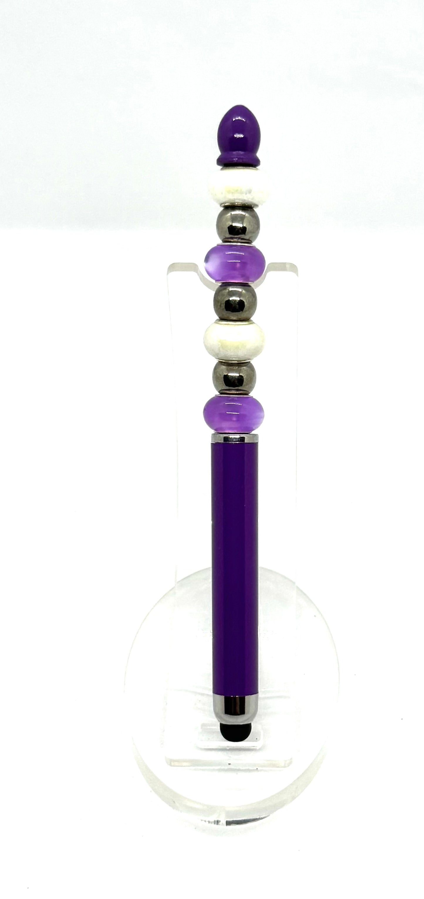 Purple Reign of Productivity | Handmade Purple Elegance Beaded Stylus Pen