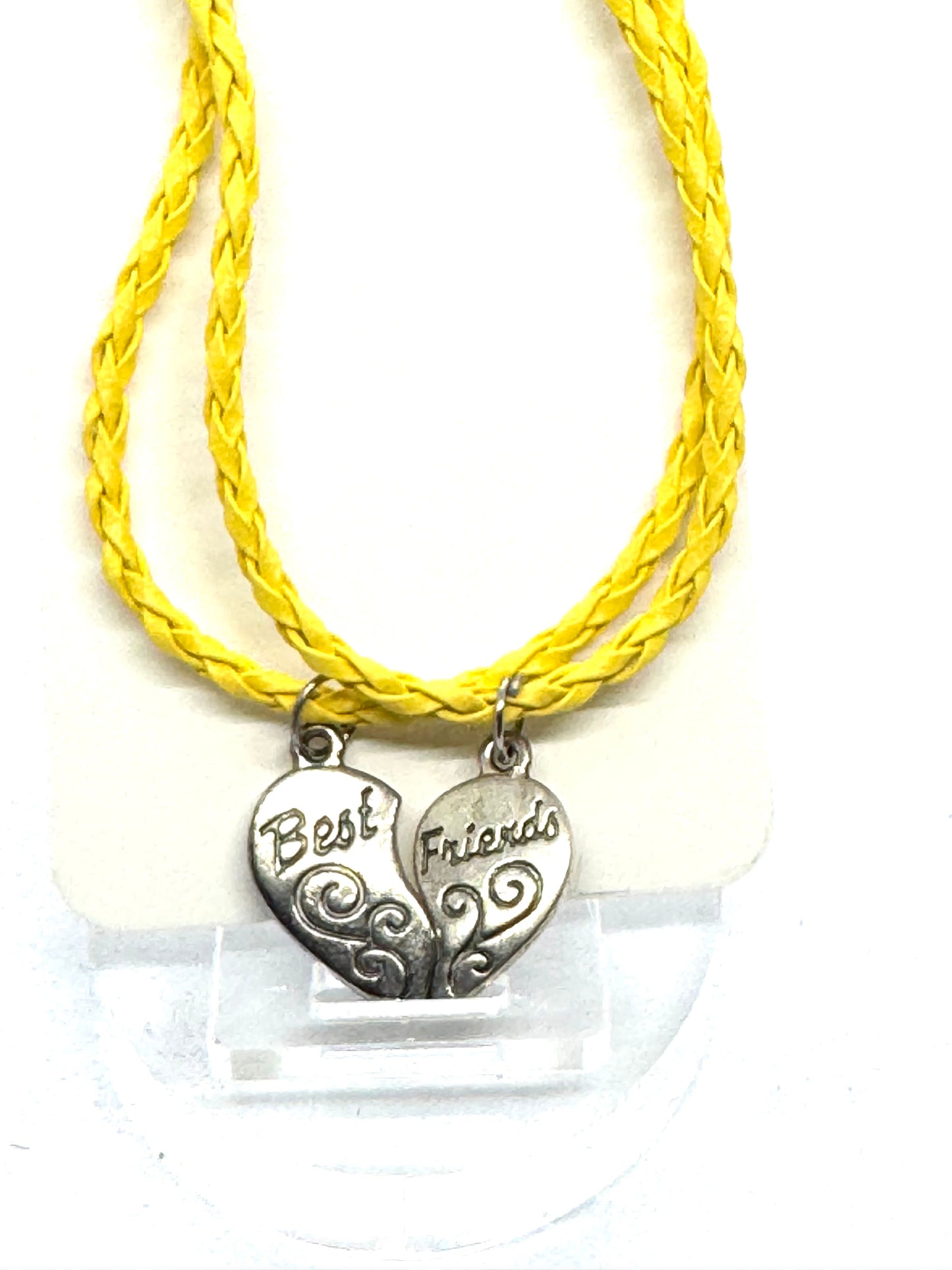 #1”Best Friends But Make It Chaos 💛 | Handmade Yellow Braided Bracelet | Split Heart Charm | Matching Friendship Jewelry | FDSS One-of-a-Kind”