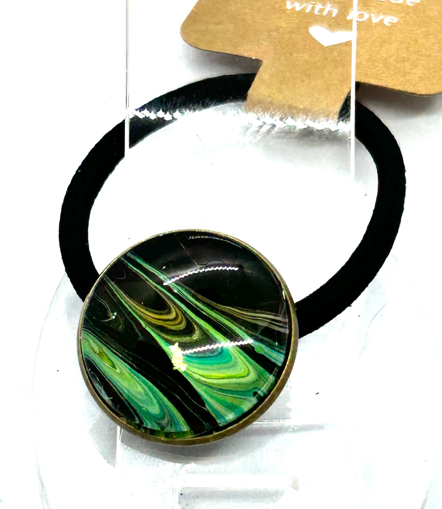 #7 Glass Dome Paint Pour Hair Tie