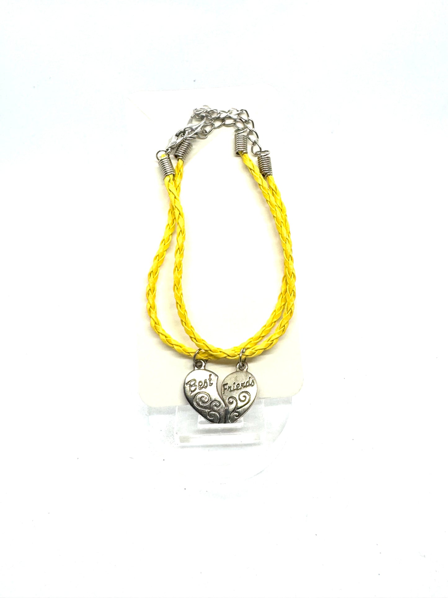 #1”Best Friends But Make It Chaos 💛 | Handmade Yellow Braided Bracelet | Split Heart Charm | Matching Friendship Jewelry | FDSS One-of-a-Kind”