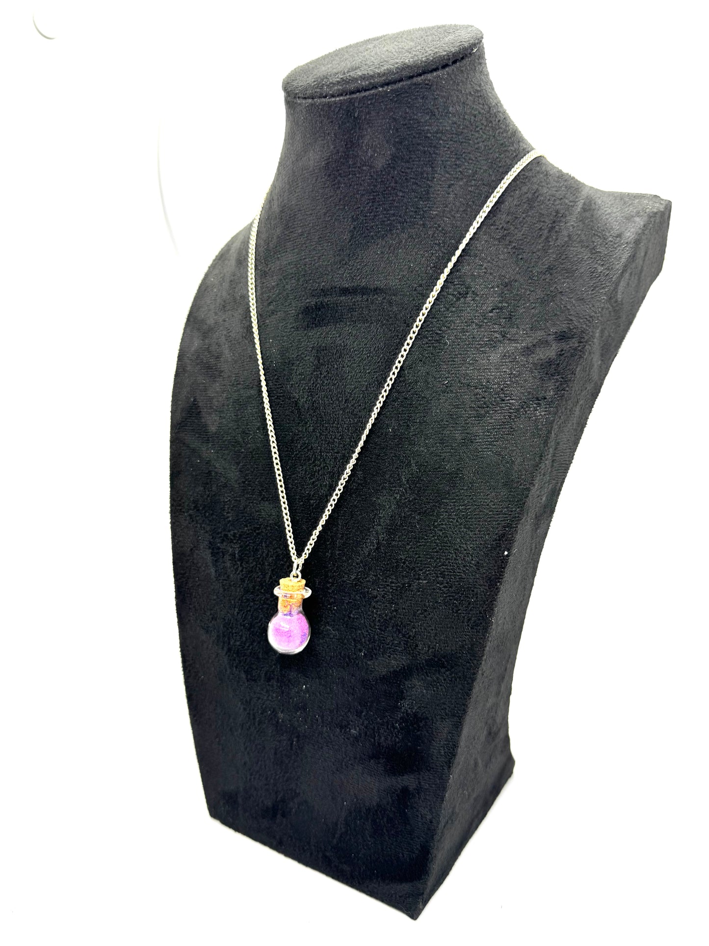 #1G “Emotionally Unstable Potion Bottle Necklace – Pink Chaos in a Jar”