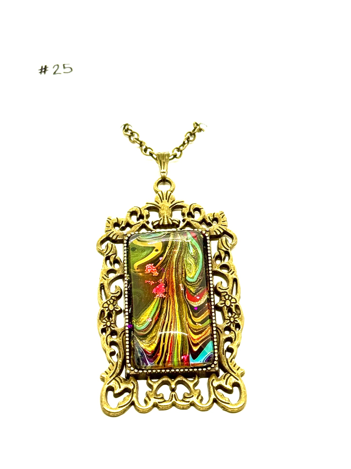 #25 Baroque Breakdown – Multicolor Chaos Paint Pour Statement Necklace | FDSS Original