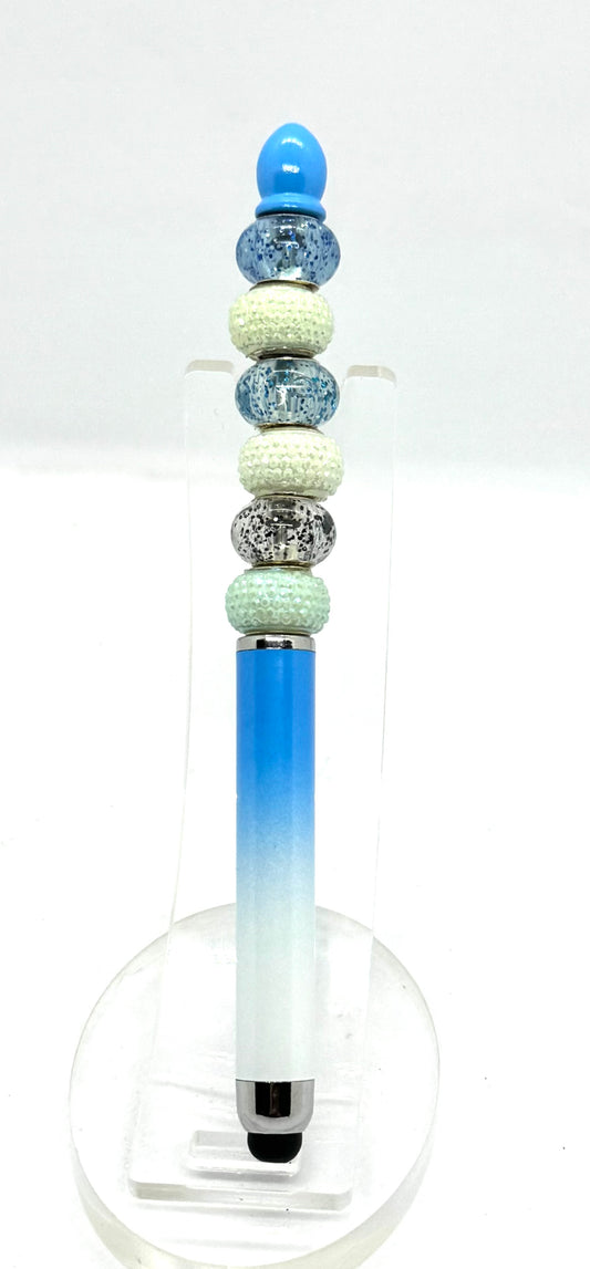 Cool, Calm & Slightly Unsupervised | Handmade Blue Frost Beaded Stylus Pen
