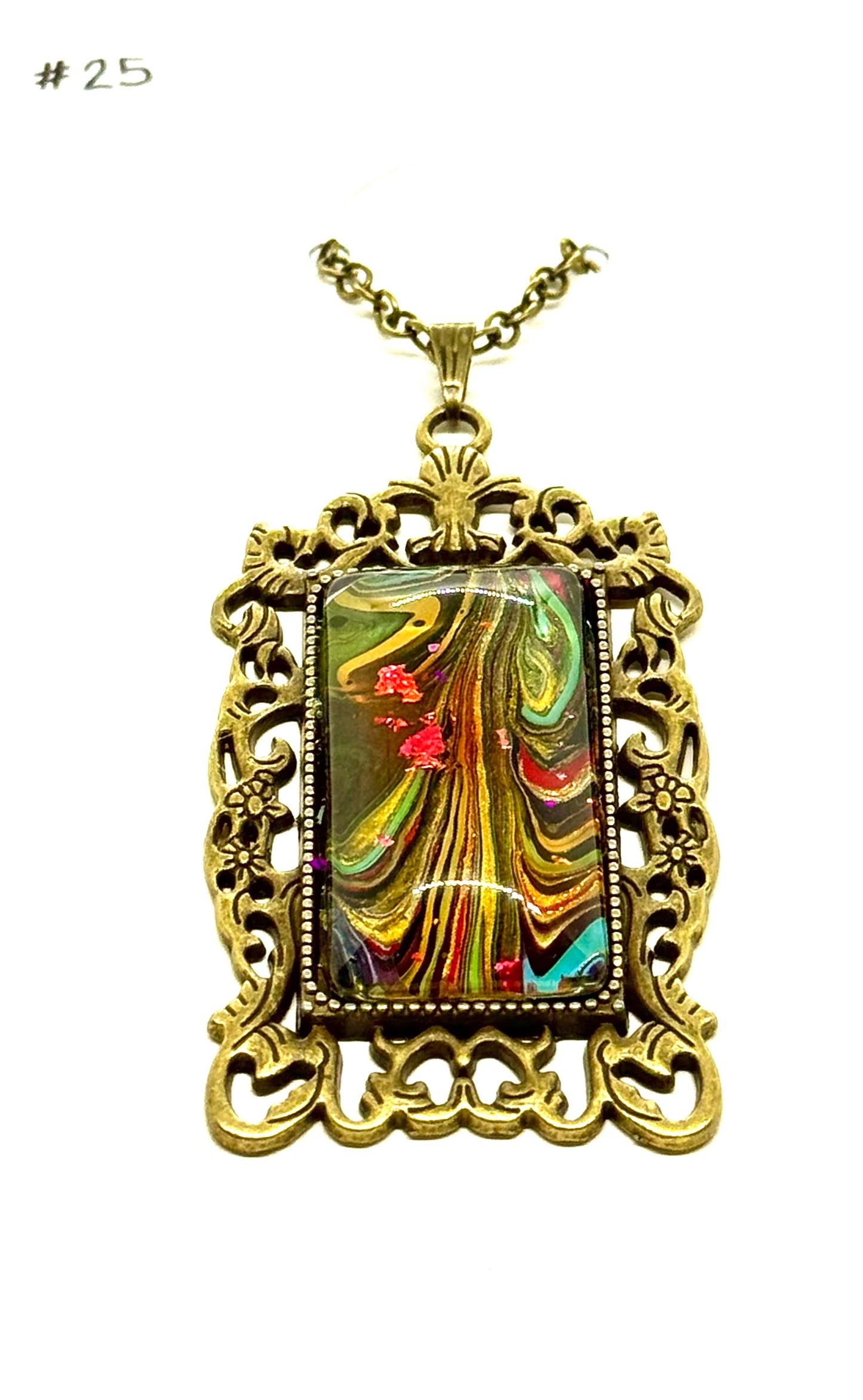 #25 Baroque Breakdown – Multicolor Chaos Paint Pour Statement Necklace | FDSS Original