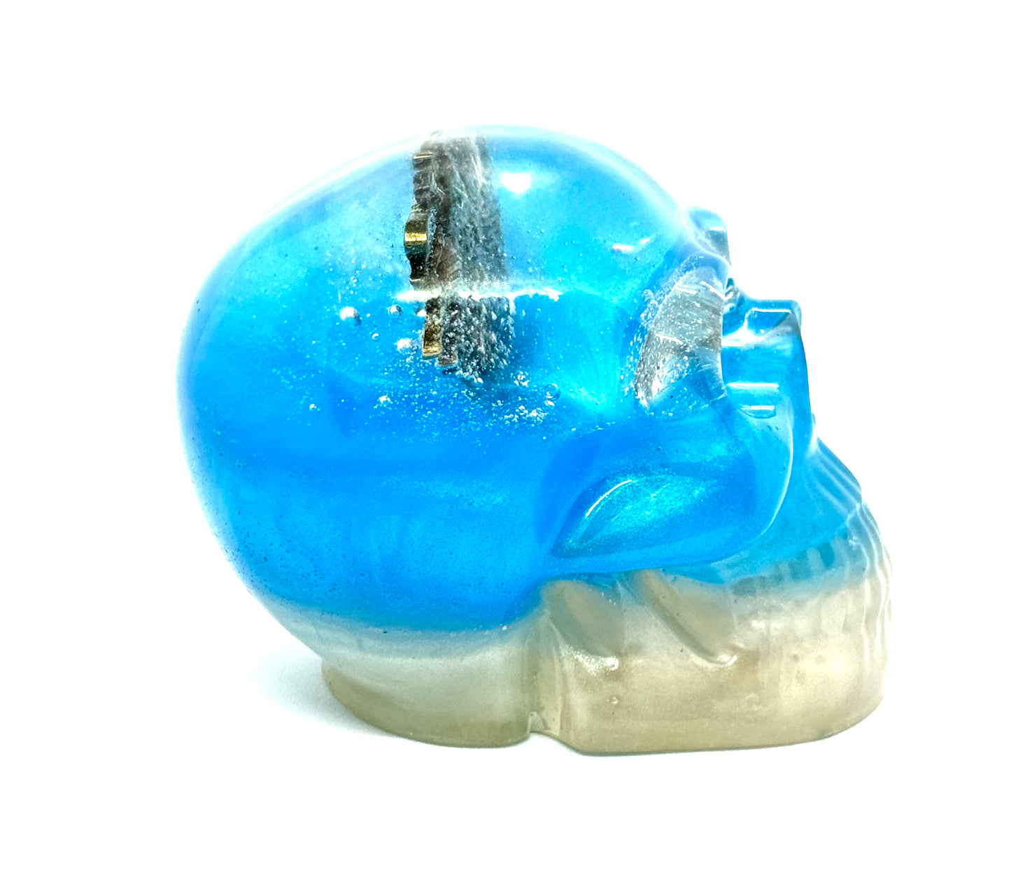 “Bugged Thoughts” Resin Skull w/ Scarab Core — One-of-a-Kind FDSS Chaos Skull | Handmade Gothic Art Decor | Creepy Cool Statement Piece