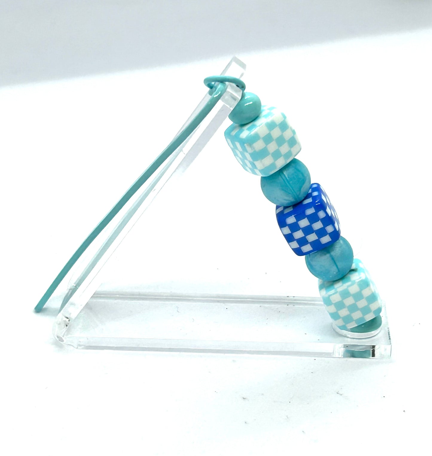 Checkered Bead Metal Shepherds Hook Bookmark