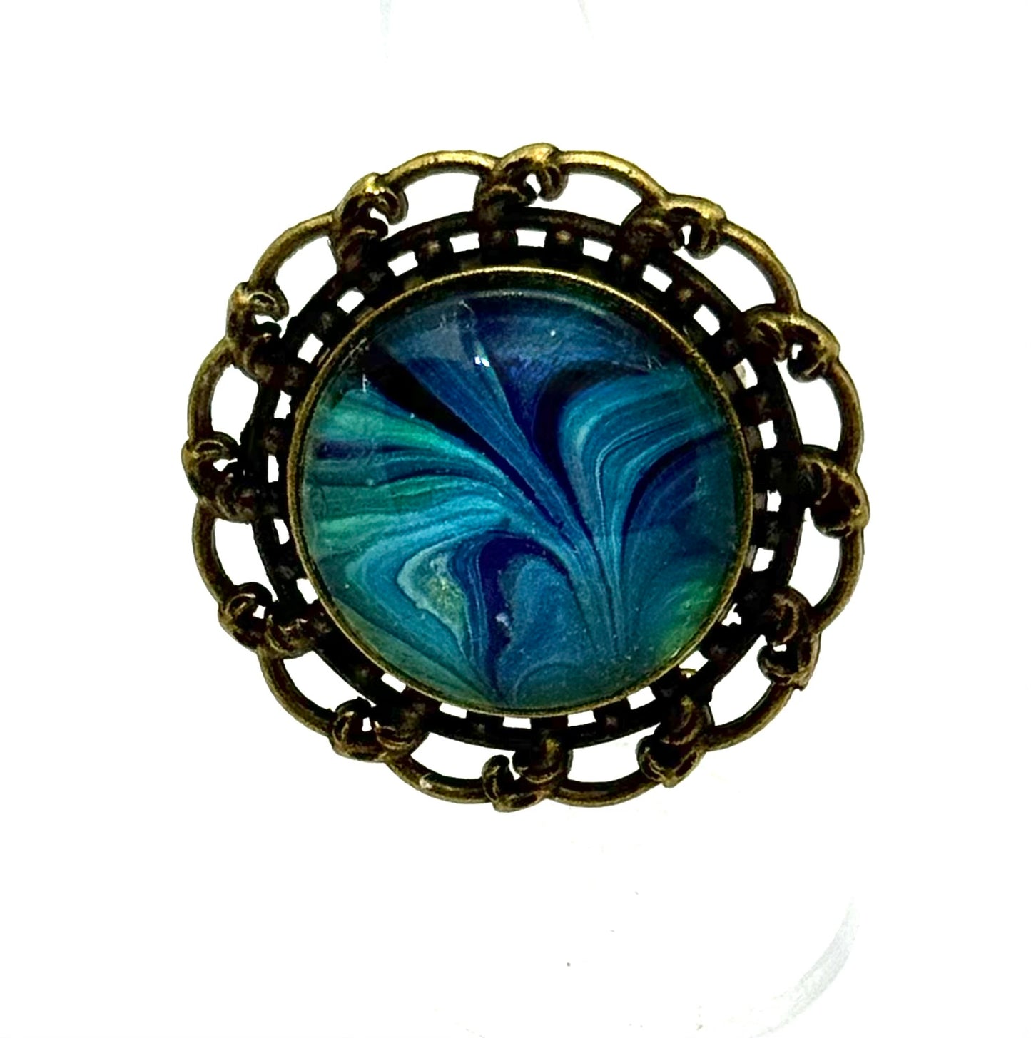 #15 Midnight Tide Chaos Ring – Deep Blue Swirl Statement Piece
