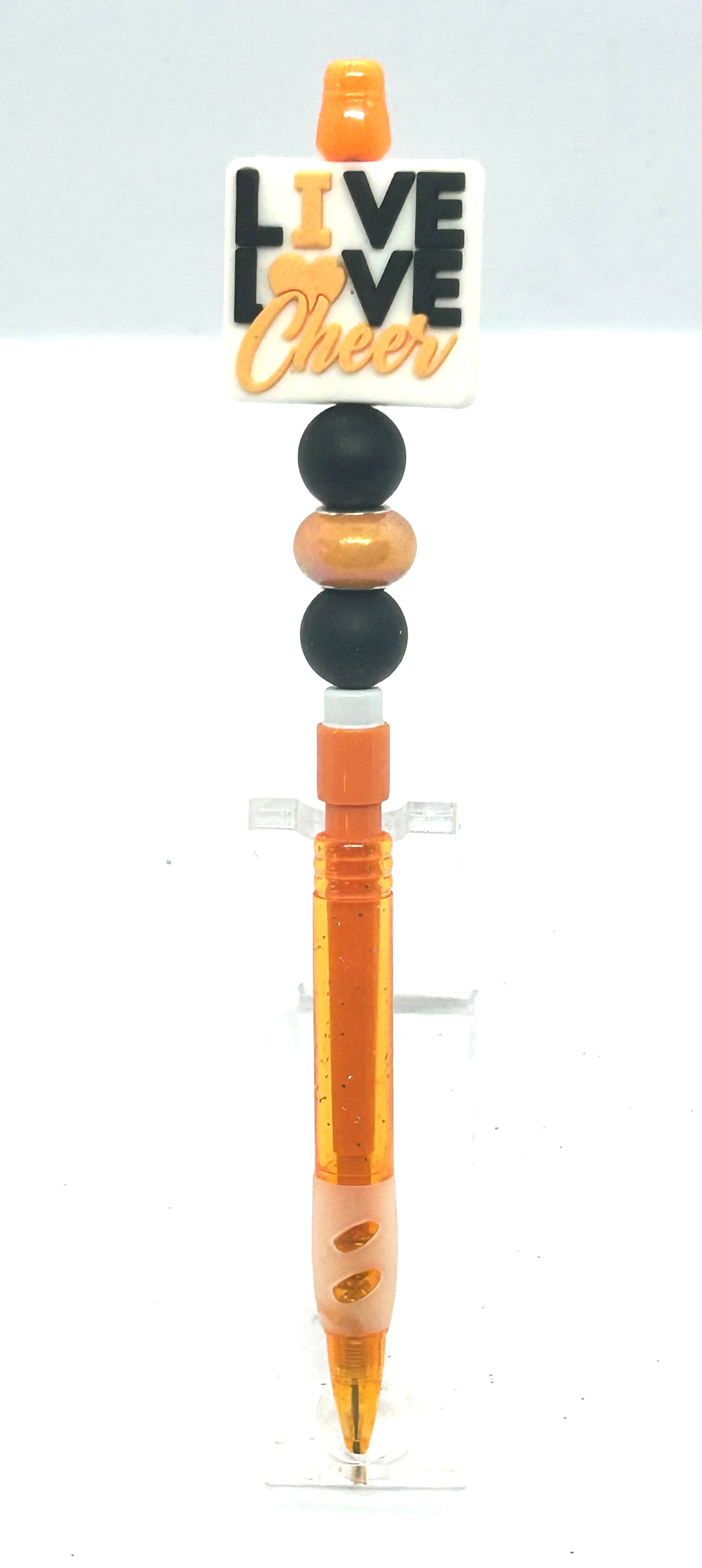 “Cheerleader Chaos Mechanical Pencil – Handmade Beaded School Supply”