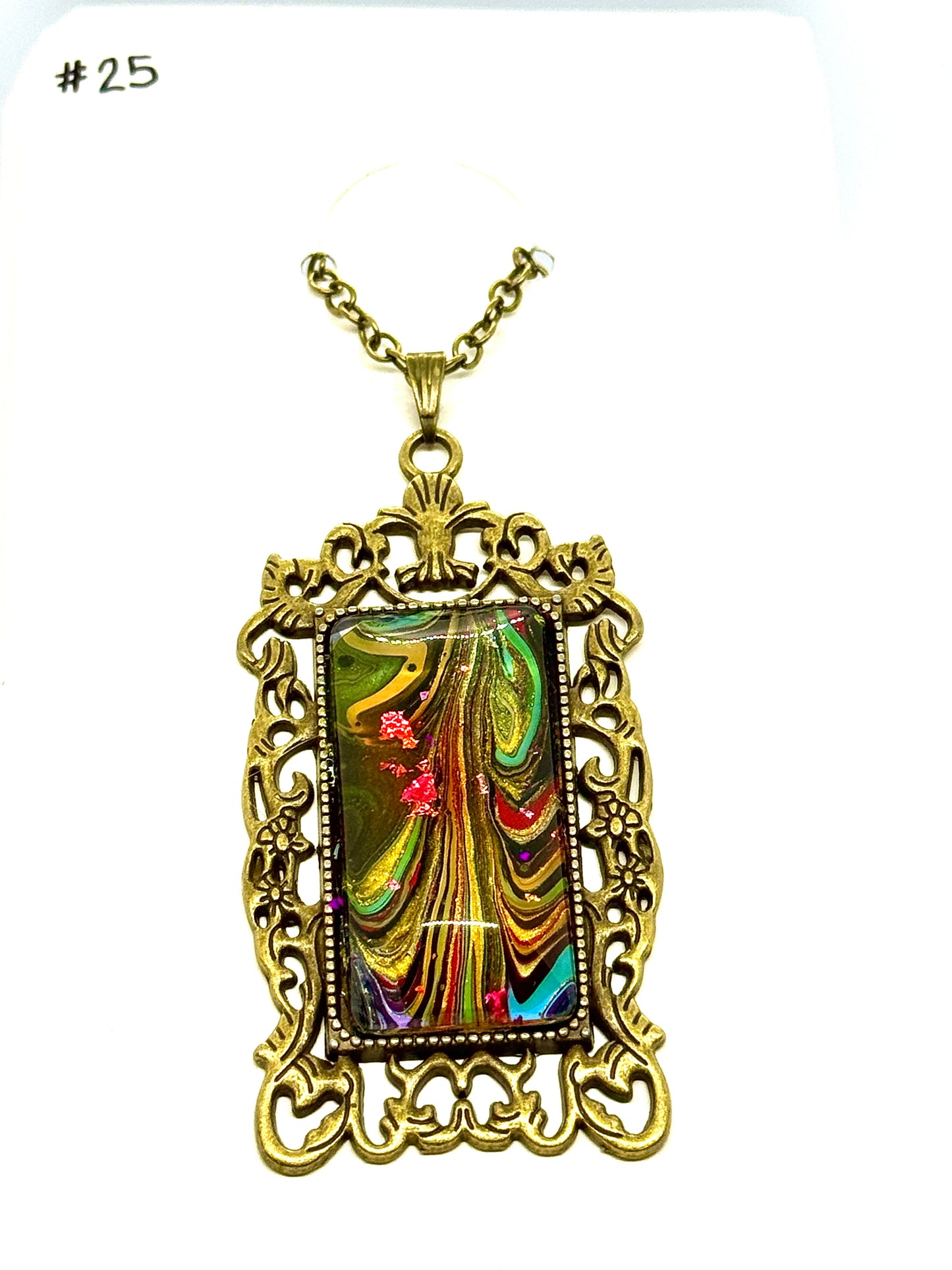 #25 Baroque Breakdown – Multicolor Chaos Paint Pour Statement Necklace | FDSS Original