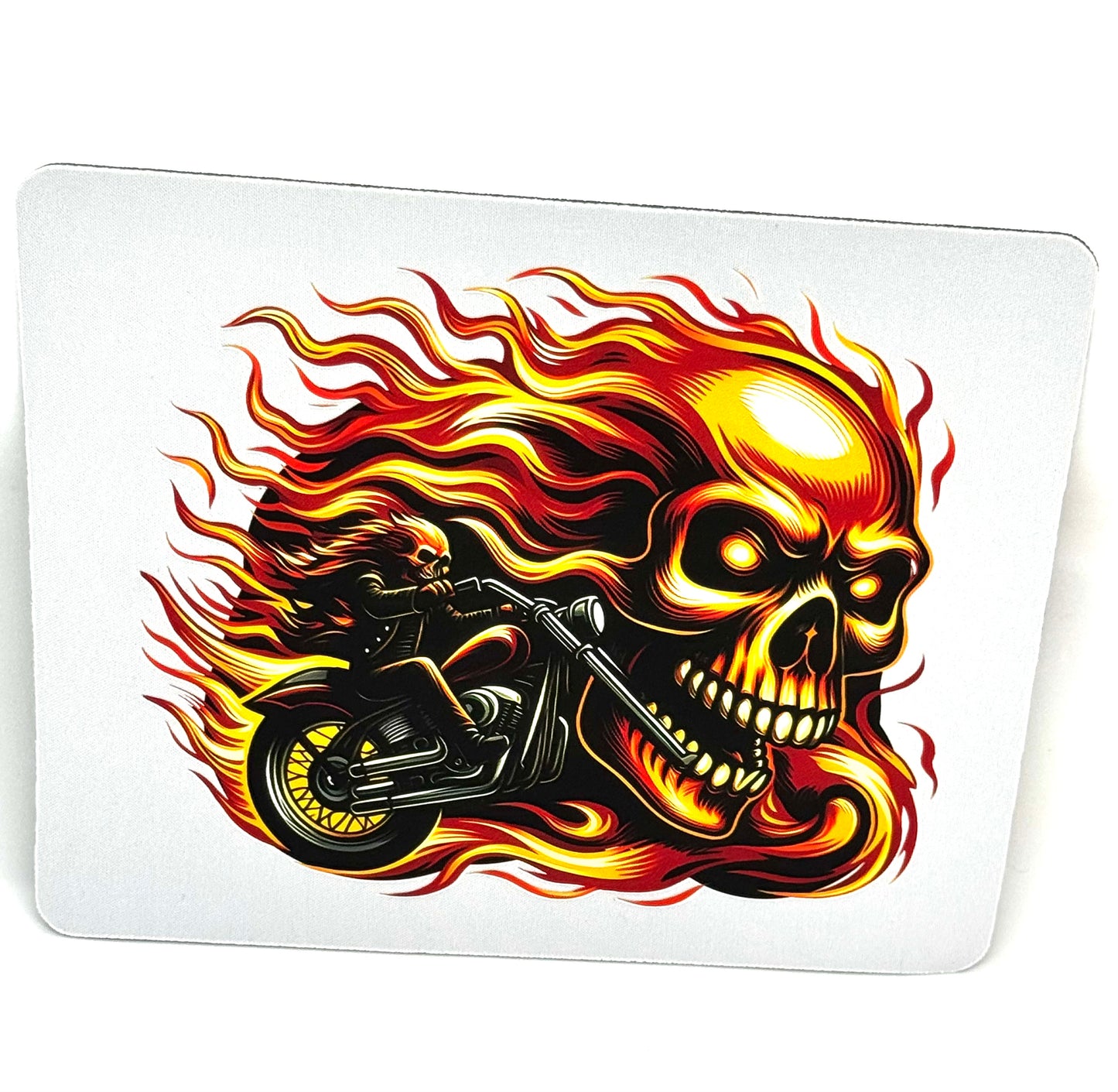 “Commitment Issues” Flaming Skull Mouse Pad – Chaos Rider Edition | Gothic Desk Aesthetic | FDSS