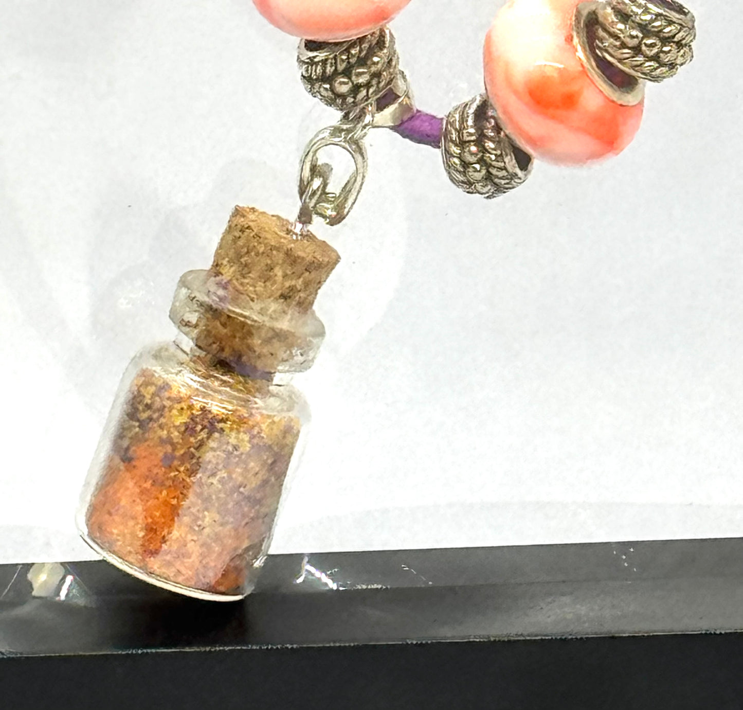 “Mood Swings & Magic Dust” Purple Beaded Necklace | 32” Cord | Screw Clasp | Glitter Bottle Pendant